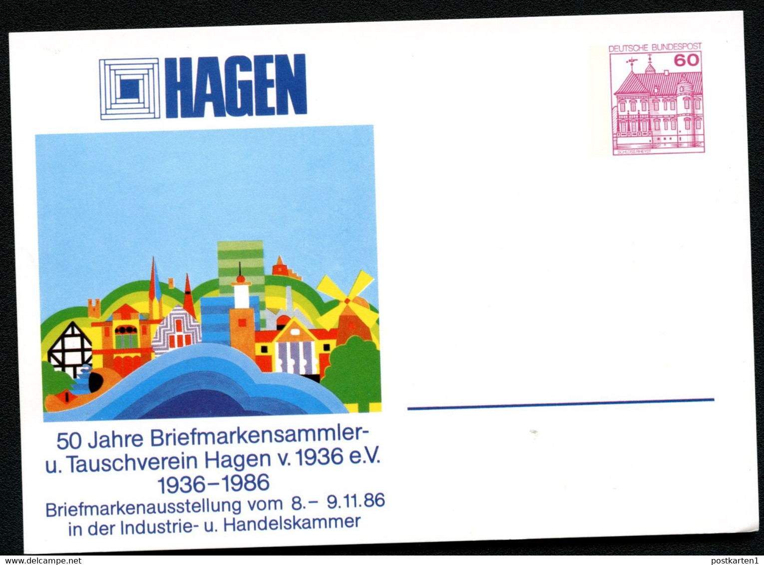 Bund PP106 D2/030 STADTBILD HAGEN 1986 - Privatpostkarten - Ungebraucht