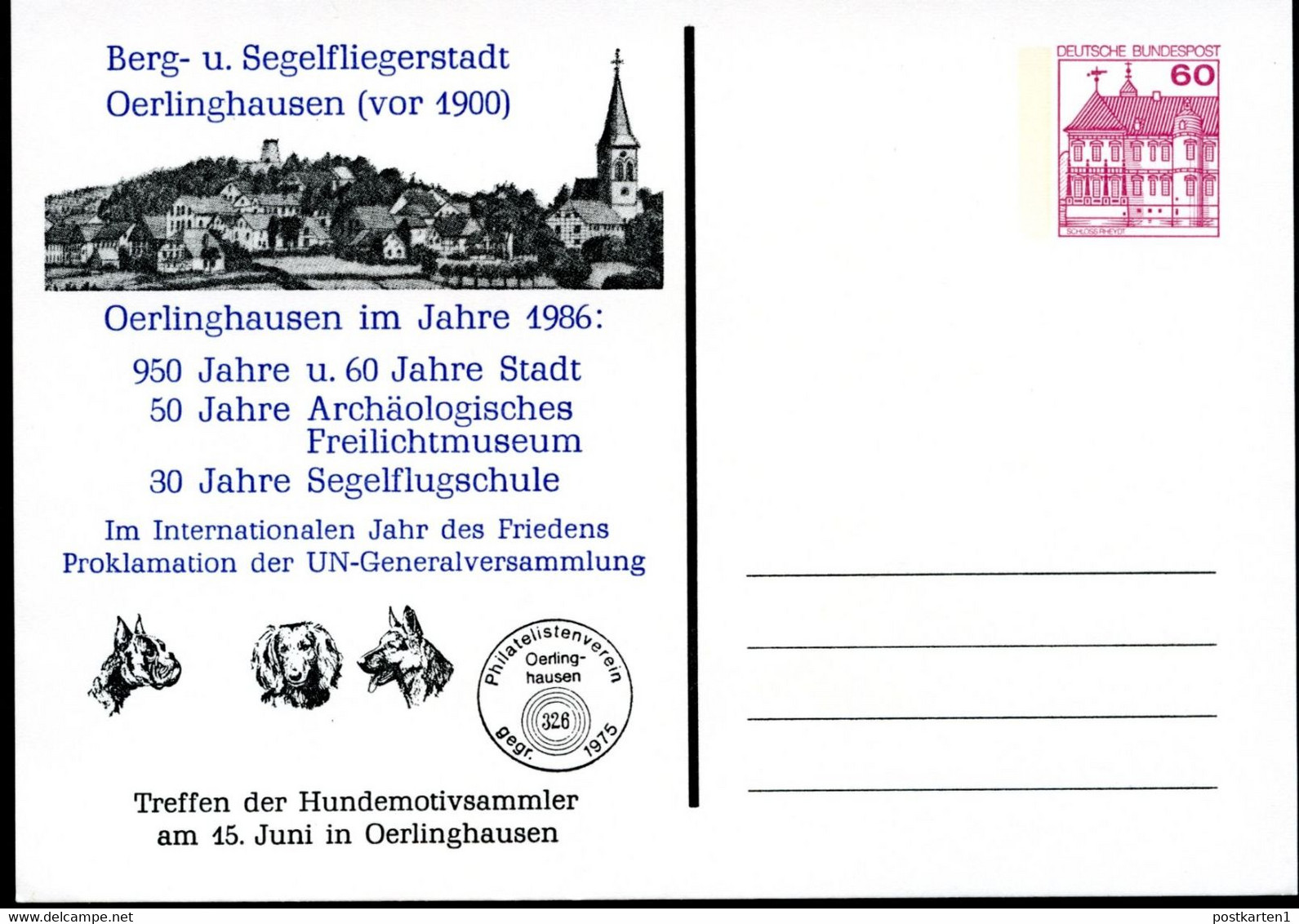 Bund PP106 D2/070 HUNDE Oerlinghausen 1986 - Postales Privados - Nuevos