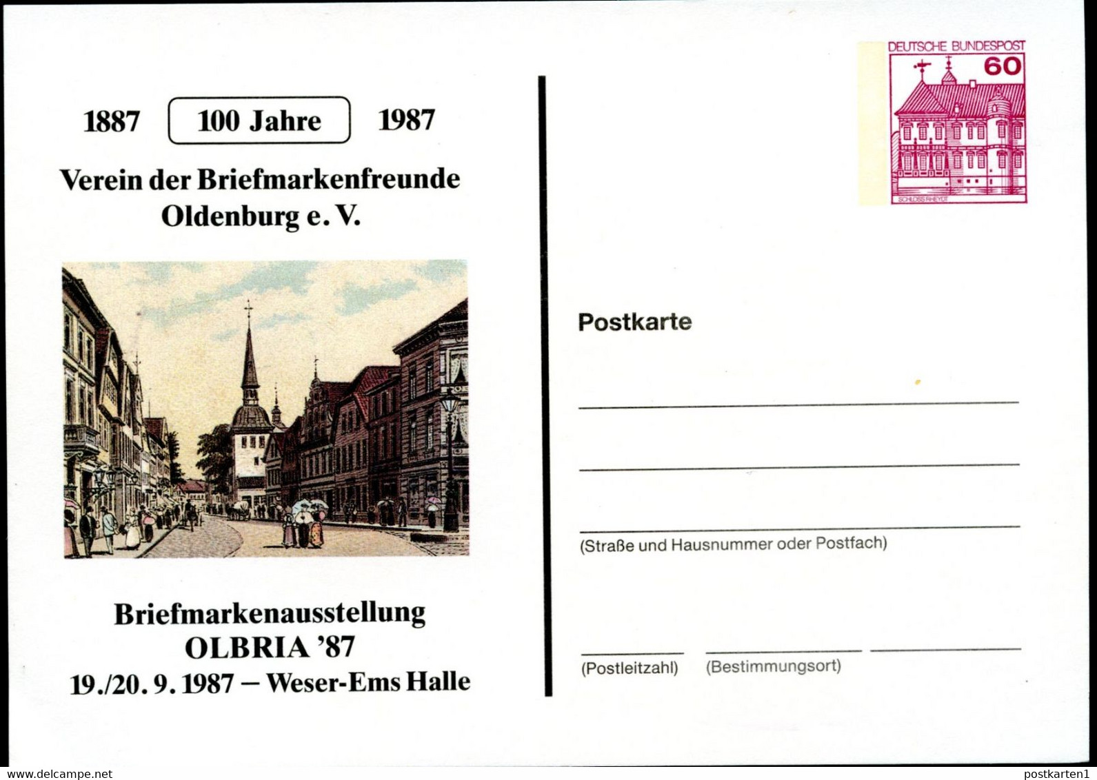 Bund PP106 D2/071 STADTANSICHT 1887 OLDENBURG 1987 - Cartes Postales Privées - Neuves