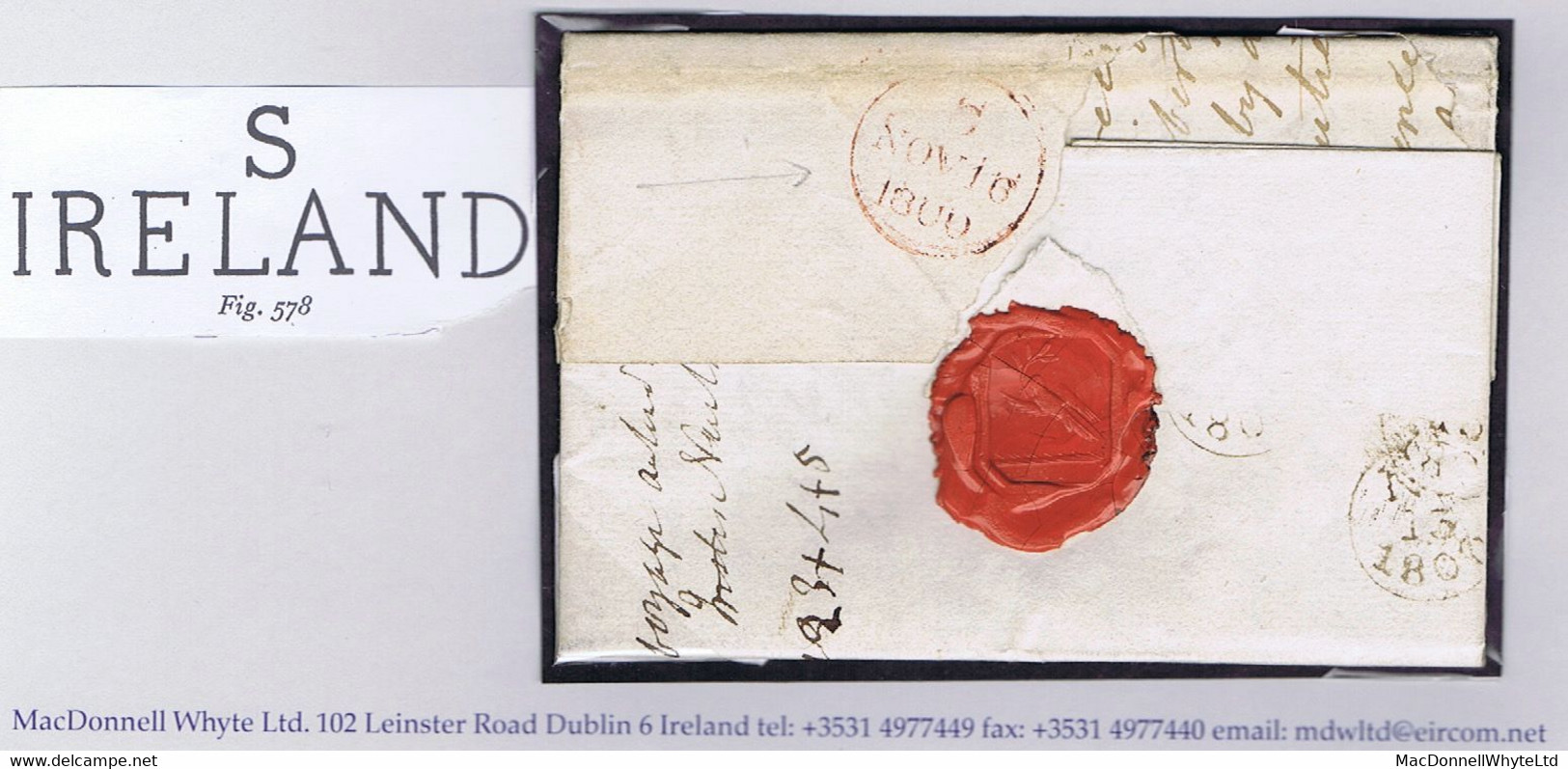 Ireland Sunday Handstruck S/IRELAND In Red Used At The Irish Desk In London, On Letter Bruff To Portman Square - Prephilately