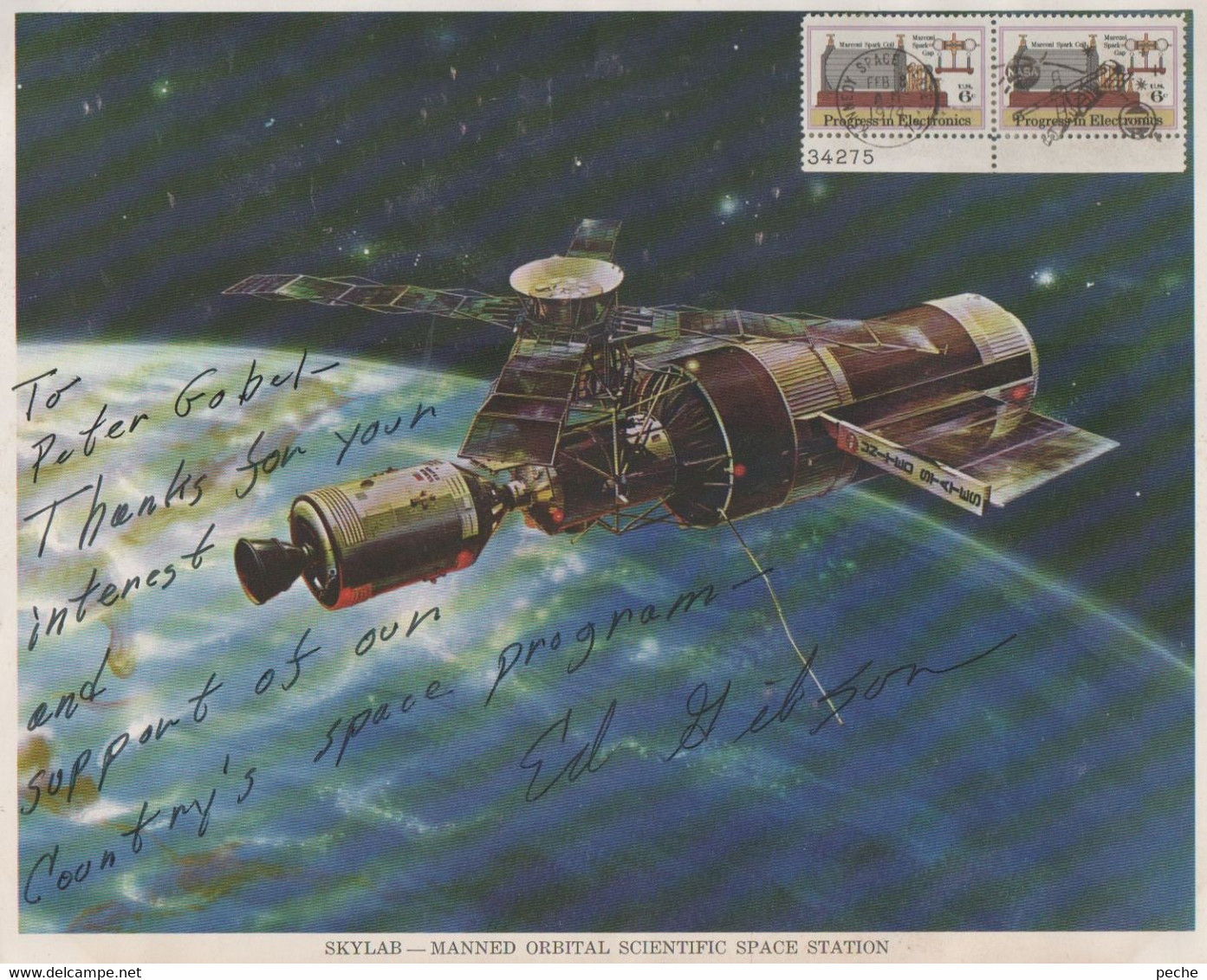 N° 1357 N -document Skylab Dédicace Edward Gibson  -rarissime- - Andere & Zonder Classificatie