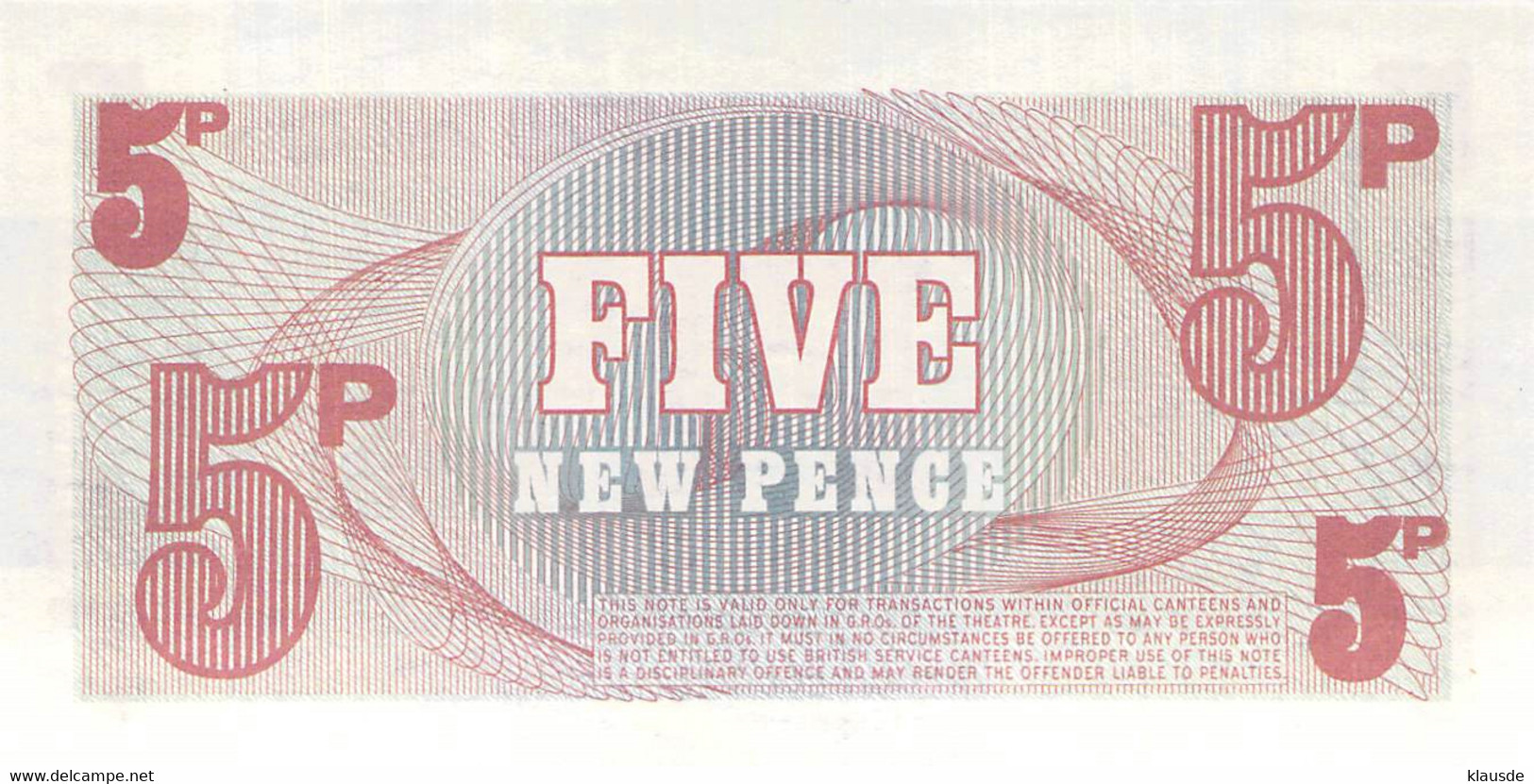 British Armed Forces Five New Pence UNC - British Armed Forces & Special Vouchers