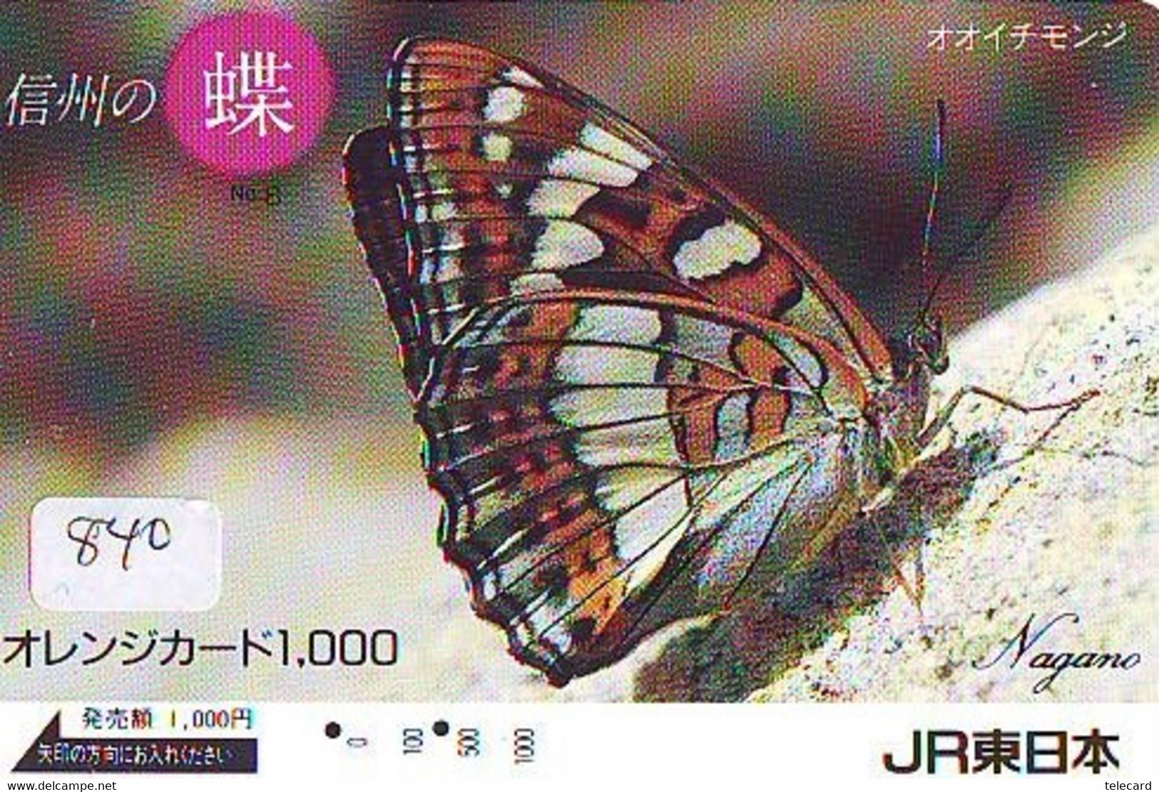 Télécarte Japon * PAPILLON * BUTTERFLY * VLINDER * SCHMETTERLING * ANIMAL (840) PHONECARD JAPAN * TELEFONKARTE - Mariposas