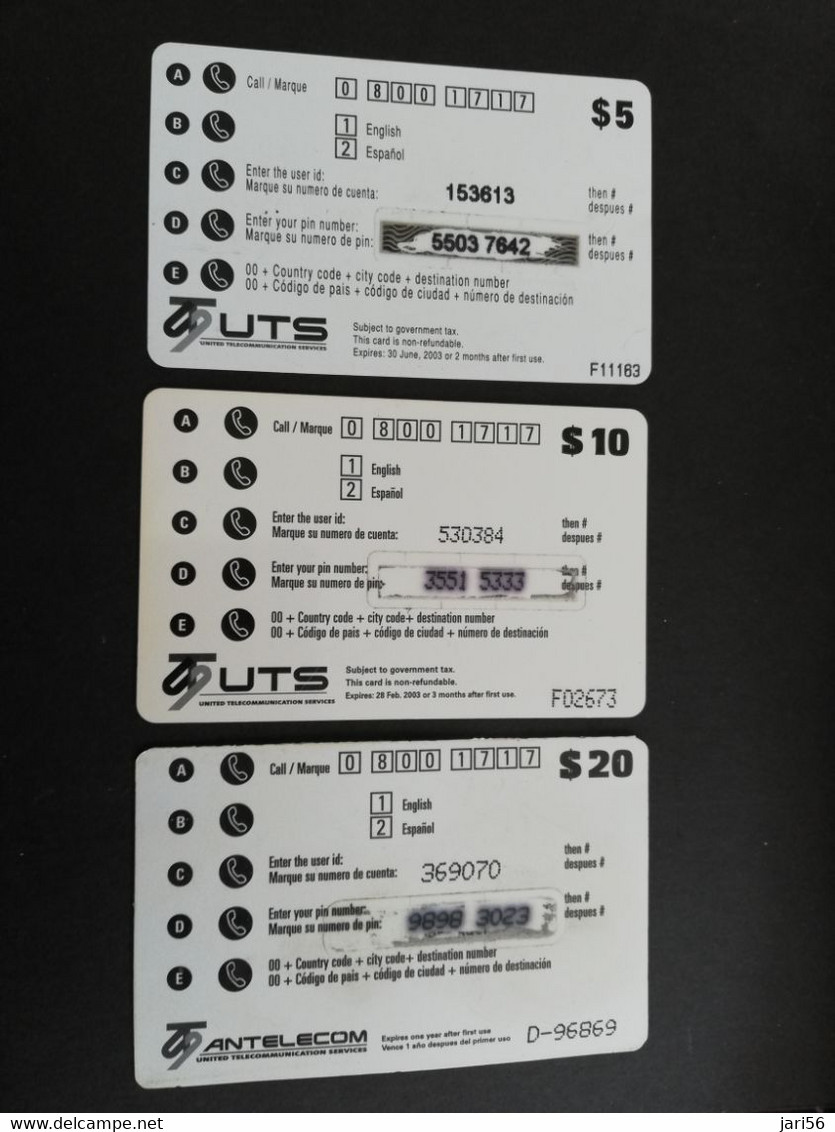 SINT MAARTEN  $ 5, 10, 20 - SERIE SOUALIGA / UTS  3 CARDS   VERY FINE USED CARD        ** 5274AA** - Antilles (Netherlands)