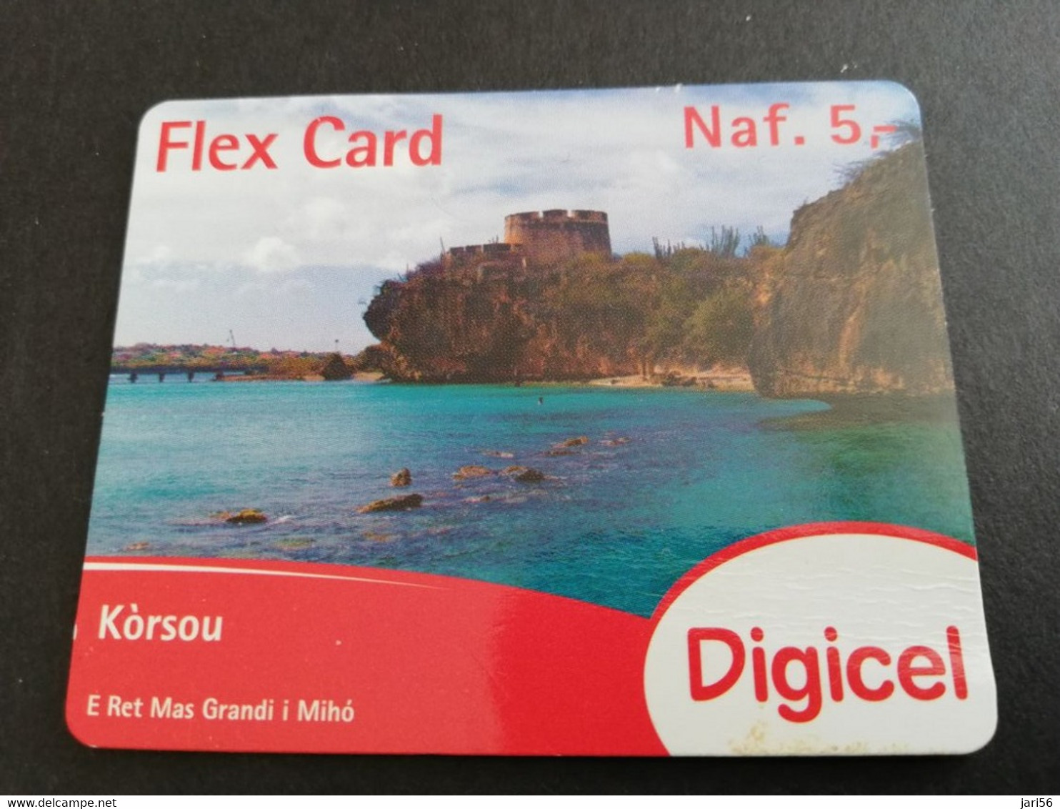 CURACAO  DIGICEL FLEX CARD  NAF 5,-  COASTAL VIEUW    DATE 16/12/2014   VERY FINE USED CARD        ** 5290AA** - Antilles (Netherlands)