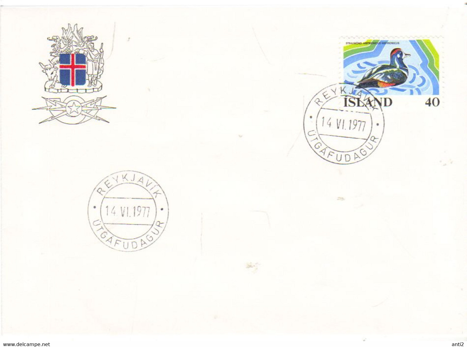 Iceland Island 1977 European Freshwater Protection Year. Bird: Collar Duck (Histrionicus Histrionicus) MI 524 FDC - Lettres & Documents