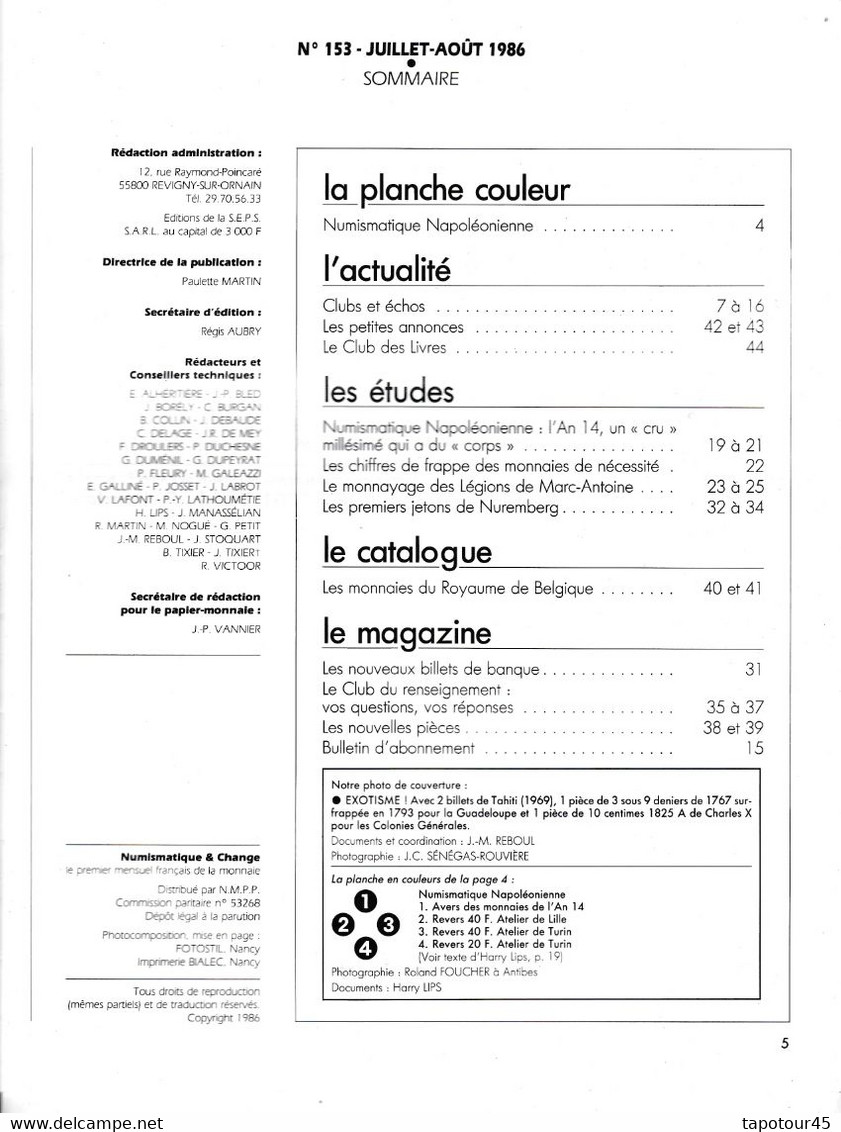 C 21/Revues > Numismatique 50 à 60 Pages A4 1986  (frais & Port 5 € 32 Pour La France) - French