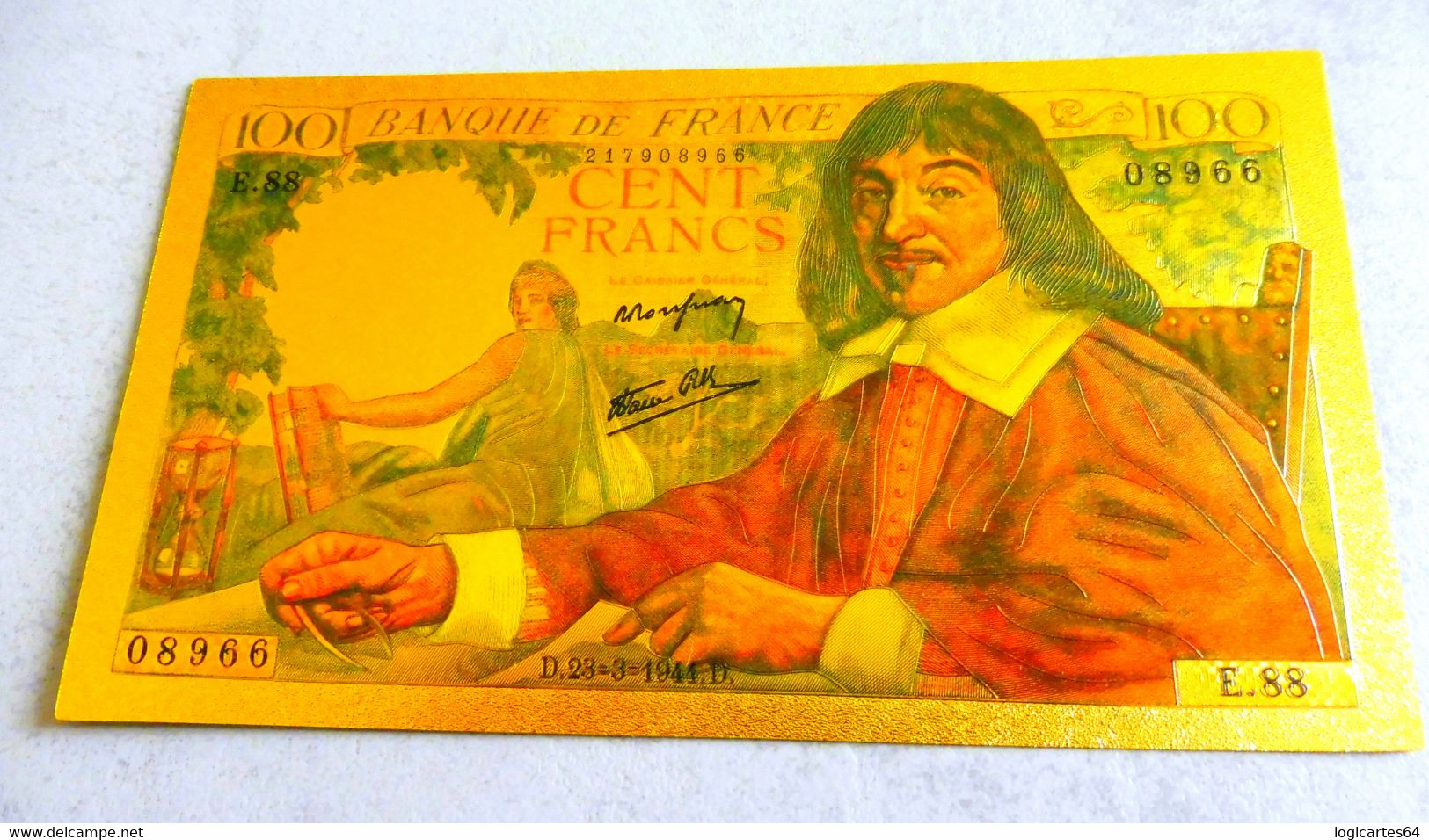 ★  BILLETS POLYMER " OR " AVEC COULEURS DU 100 FRANCS DESCARTES ★ - 100 F 1942-1944 ''Descartes''