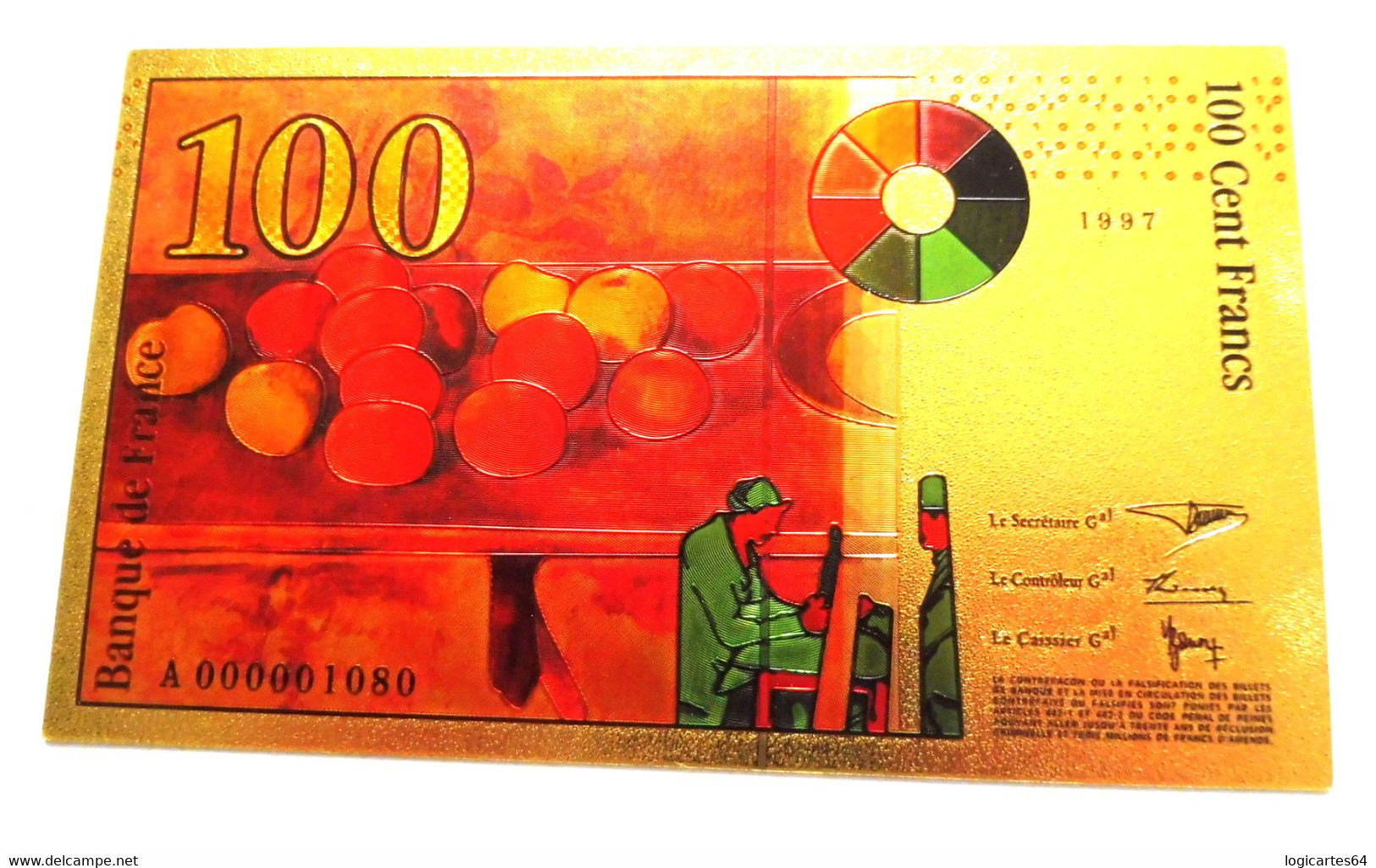 ★  BILLET POLYMER " OR " AVEC COULEURS DU 100 FRANCS CEZANNE ★ - 100 F 1997-1998 ''Cézanne''