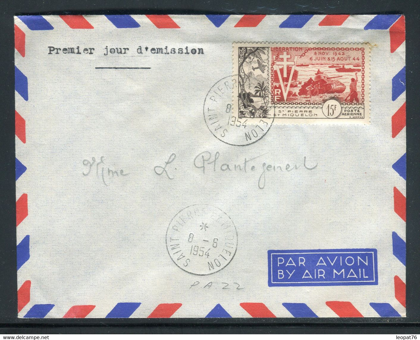 St Pierre & Miquelon - Enveloppe FDC En 1954 - Débarquements  - Ref A61 - FDC