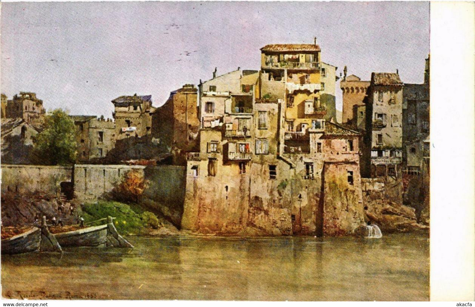 CPA AK ROMA Vecchie Case Sul Tevere Presso Monte Brianzo ITALY (551729) - Fiume Tevere