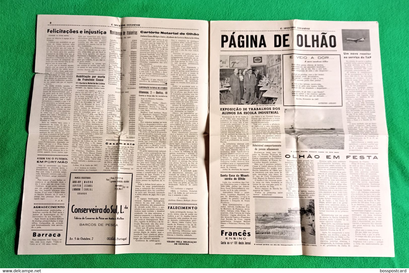 Olhão - Jornal O  Olhanense Nº 58, 19 De Julho De 1967 - Imprensa. Faro. Portugal. - Testi Generali