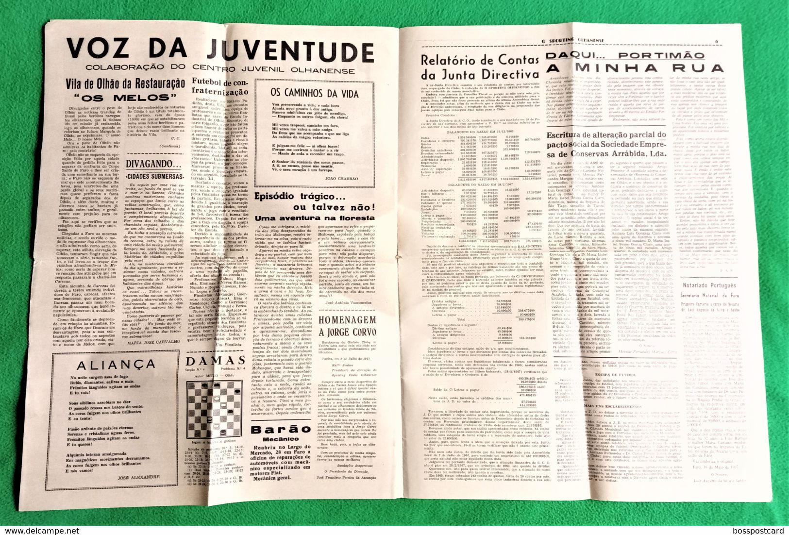 Olhão - Jornal O  Olhanense Nº 58, 19 De Julho De 1967 - Imprensa. Faro. Portugal. - Informaciones Generales