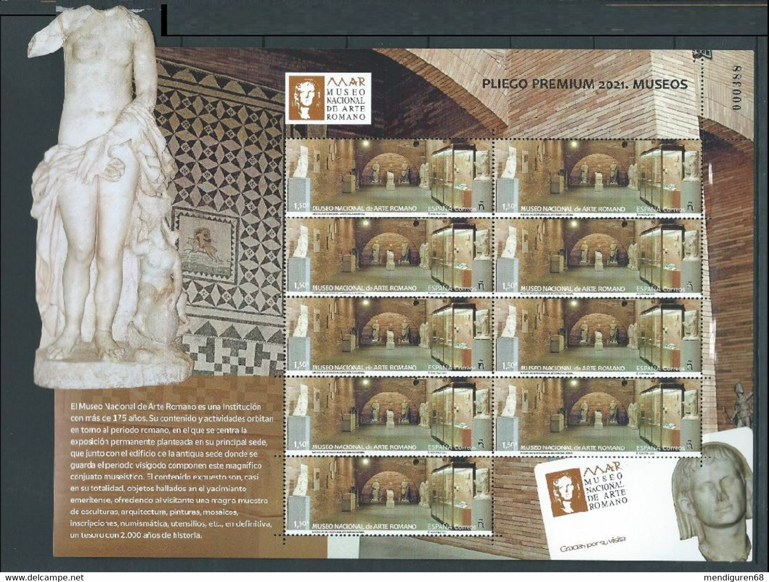 ESPAGNE SPANIEN SPAIN ESPAÑA 2021 MUSEUM ROMAN ART (MÉRIDA) PREMIUN PANE ED 5468 MI 5518 YT 5223 SC 4501 SG 5469 - Nuovi