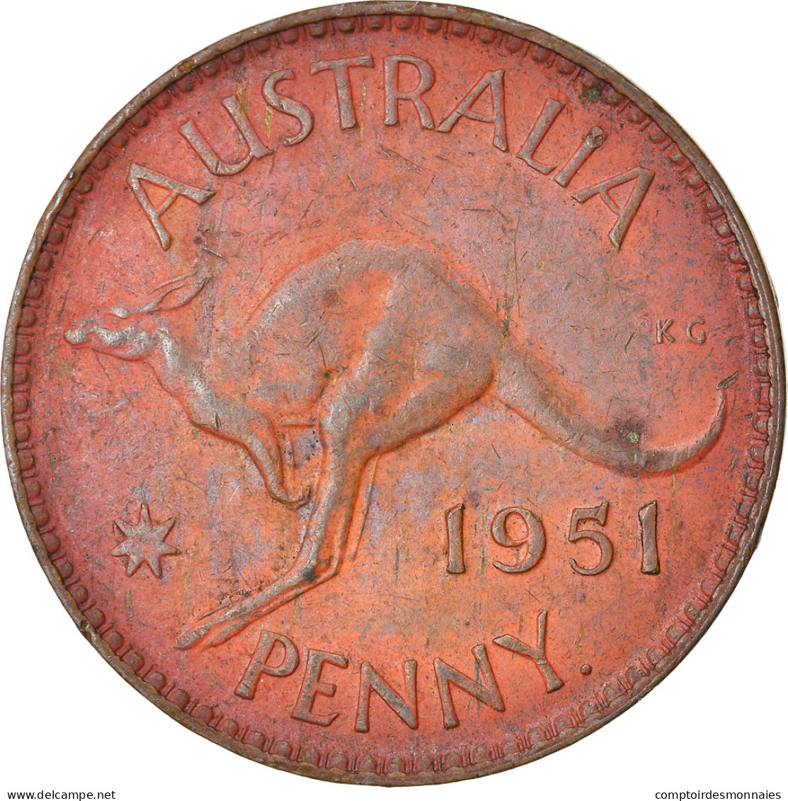 Monnaie, Australie, George VI, Penny, 1951, TB+, Bronze, KM:43 - Penny