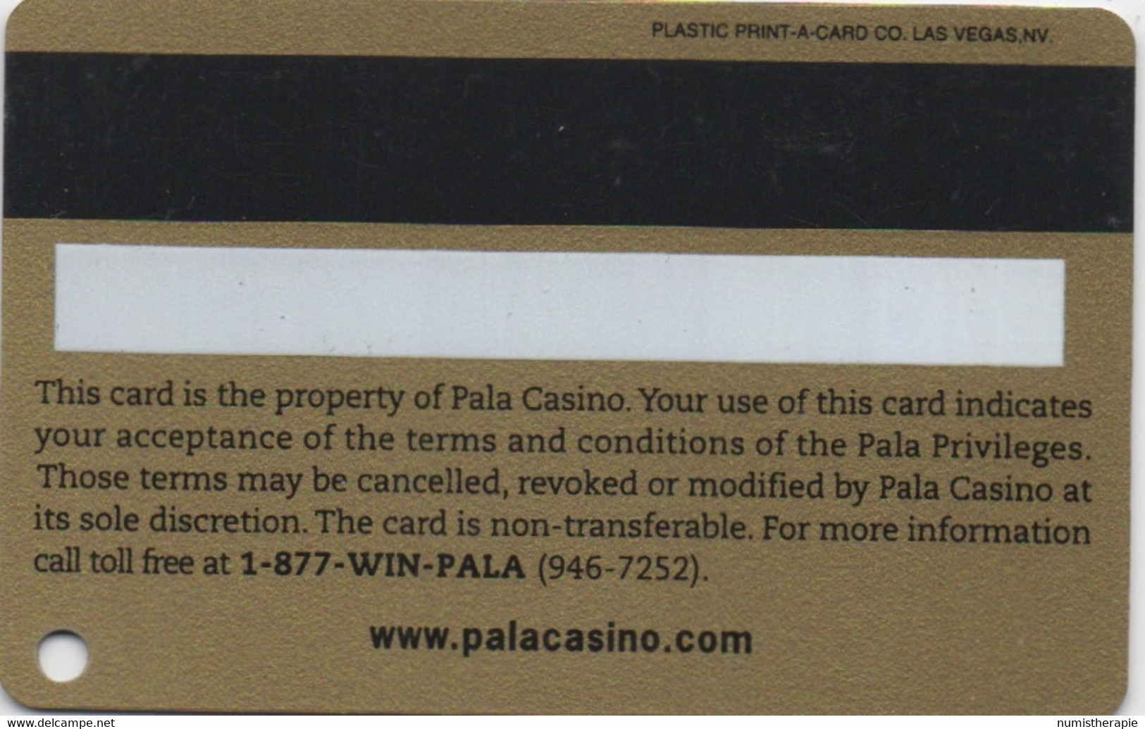 Pala Casino CA : Gold Privileges - Casinokaarten