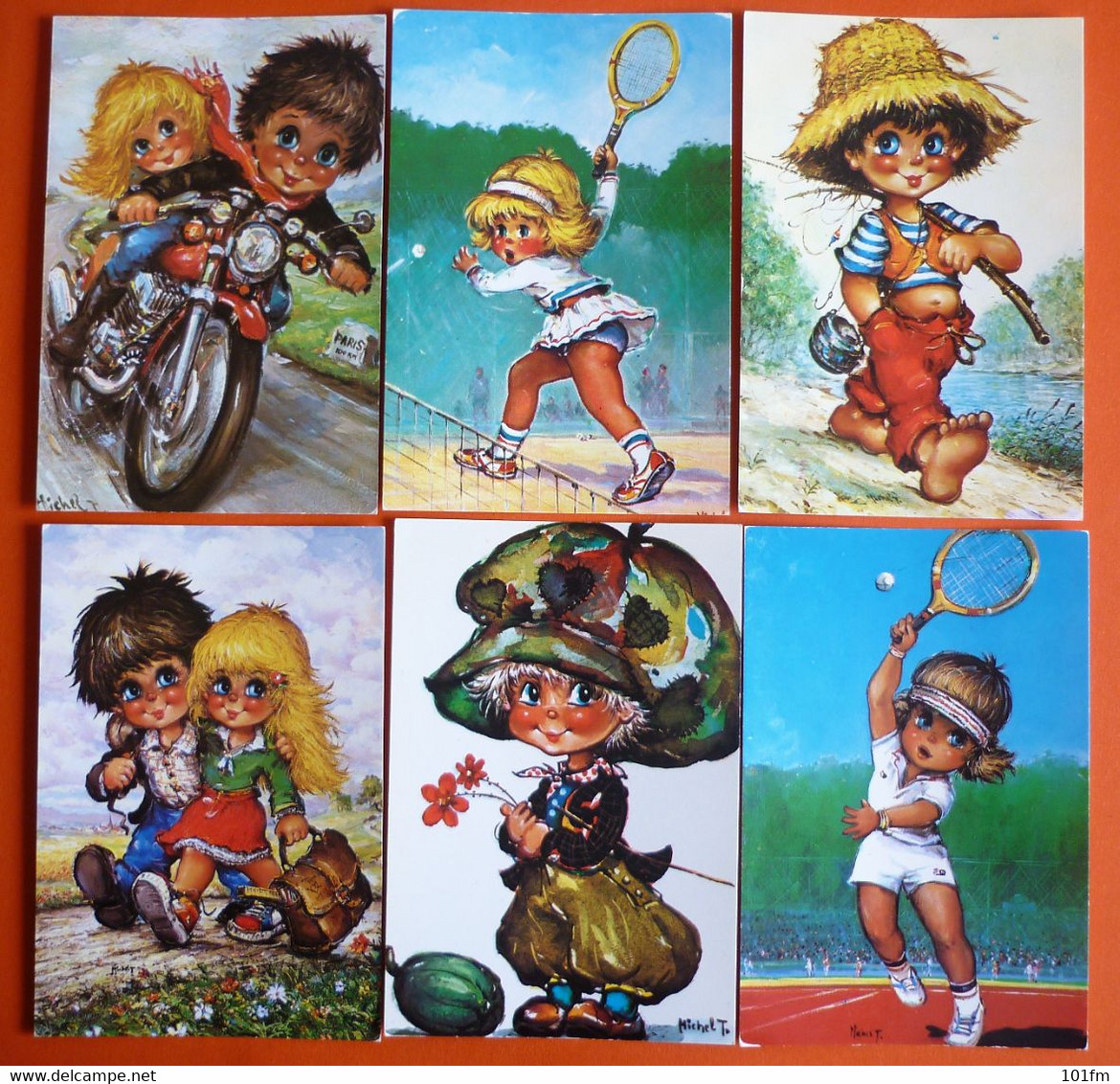 CHILDREN ART HUMOROUS CARDS - LOT OF 6 POSTCARDS - Cartes Humoristiques