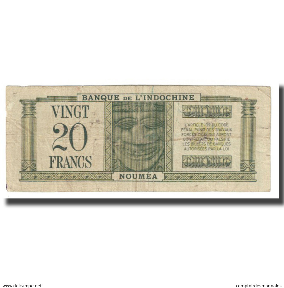 Billet, Nouvelle-Calédonie, 20 Francs, Undated (1944), KM:49, TB+ - Nouvelle-Calédonie 1873-1985