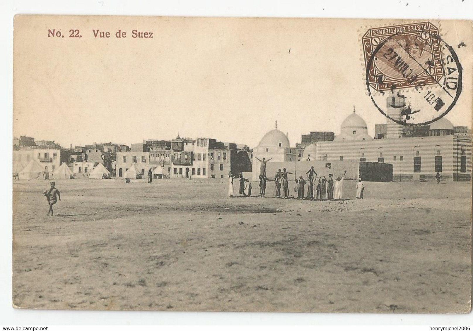 Cpa Egypte Vue De Suez Cachet Port Said  Ed Antippa Et Co Cairo - Suez