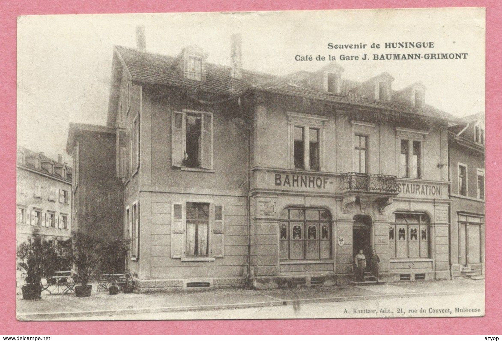 68 - SOUVENIR De HUNINGUE - Café De La Gare - J. BAUMANN-GRIMONT - Huningue