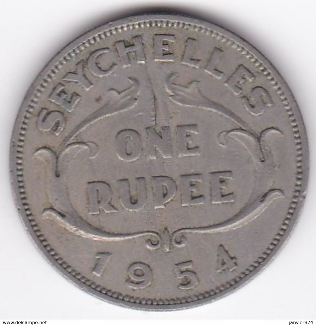 Seychelles 1 Rupee 1954 . Elizabeth II . KM# 13 - Seychelles