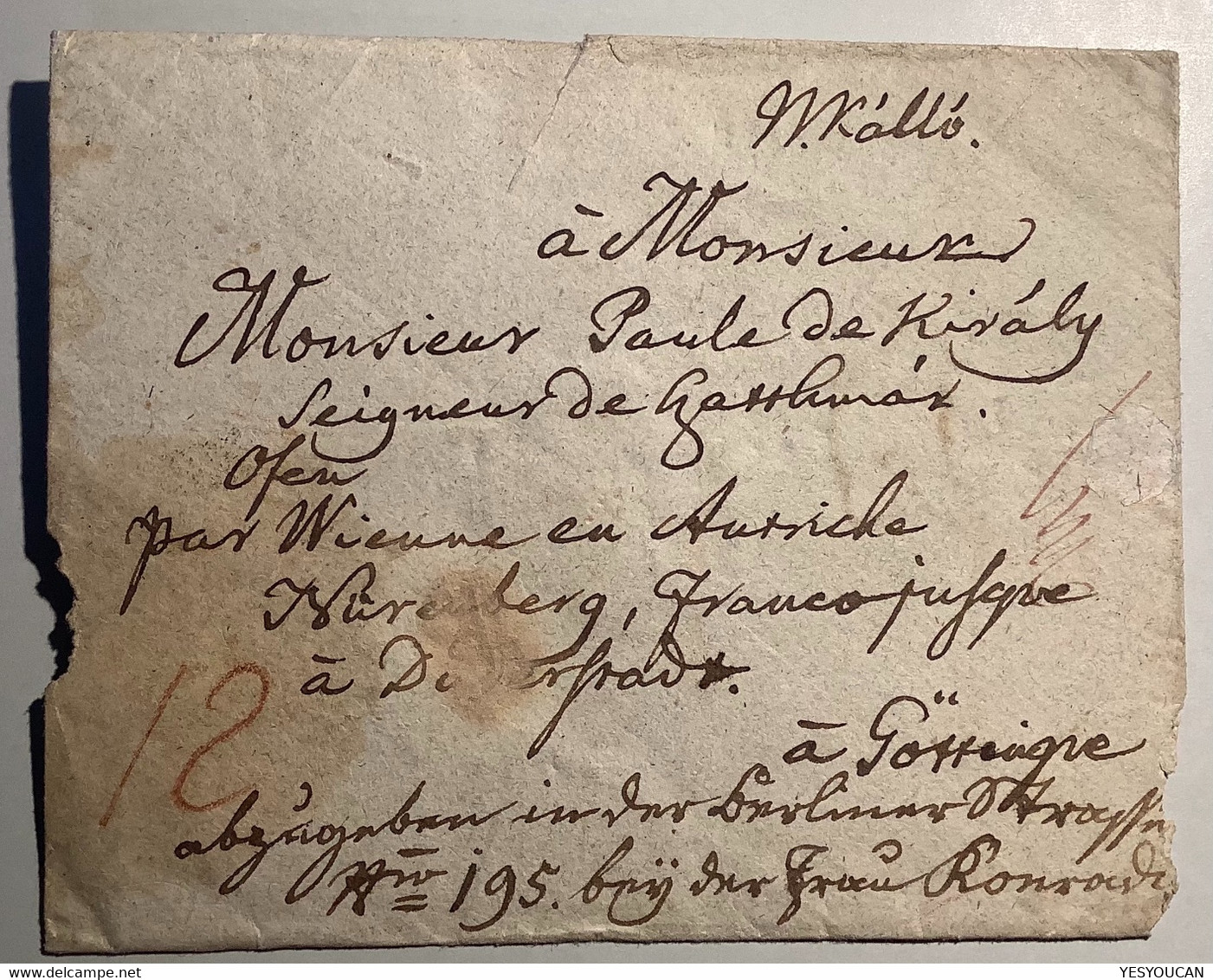 Hungary NAGYKALLO 1802Pre-Stamp Cover>Göttingen Hannover FRANCO DUDERSTADT; Nürnberg(Österreich Ungarn Brief Transitpost - ...-1867 Prephilately