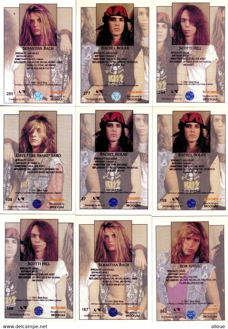 SKID ROW - 9 TRADING CARDS