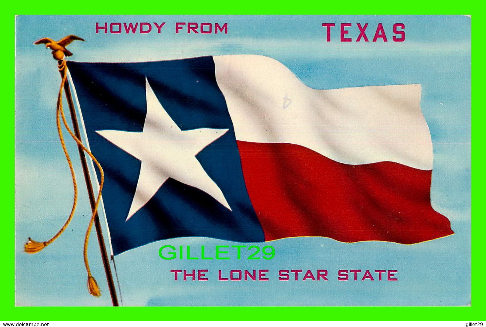 DALLAS, TX - HOWDY FROM TEXAS FLAG - THE LONE STAR STATE - TRAVEL IN 1968 - H.C. CROCKER CO INC - - Dallas