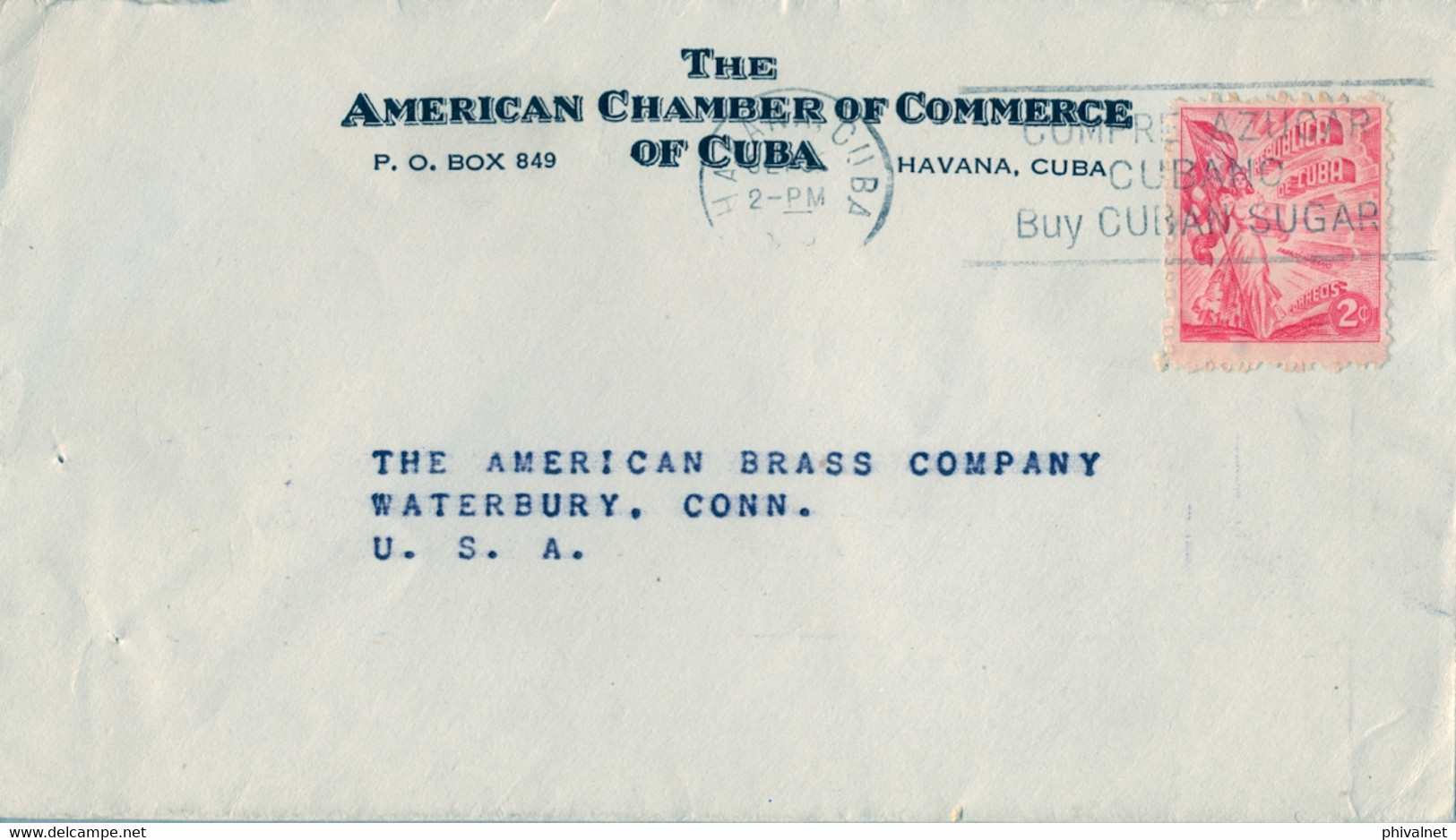 1948 CUBA , SOBRE CIRCULADO , LA HABANA - WATERBURY , THE AMERICAN CHAMBER OF COMMERCE OF CUBA - Covers & Documents