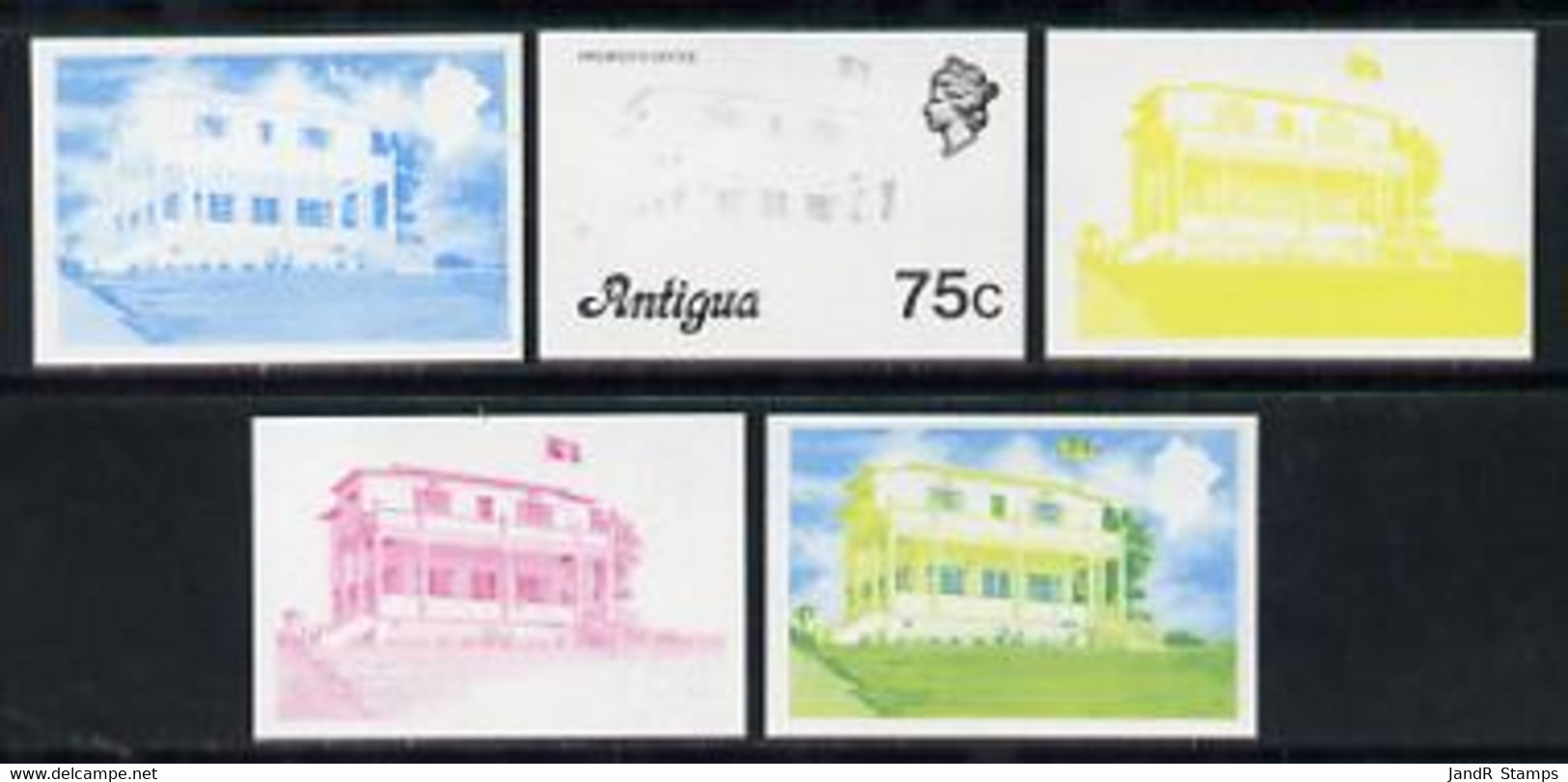 Antigua 1976 Premier's Office 75c (without Imprint) Set Of 5 Imperf Progressive Colour Proofs (as SG 482A) U/m - Other & Unclassified