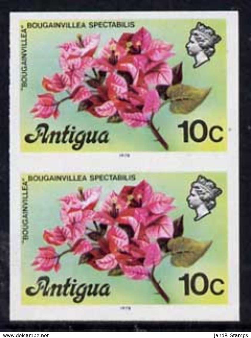 Antigua 1976 Bougainvillea 10c (with Imprint) U/m Imperforate Pair (as SG 476B) - Other & Unclassified