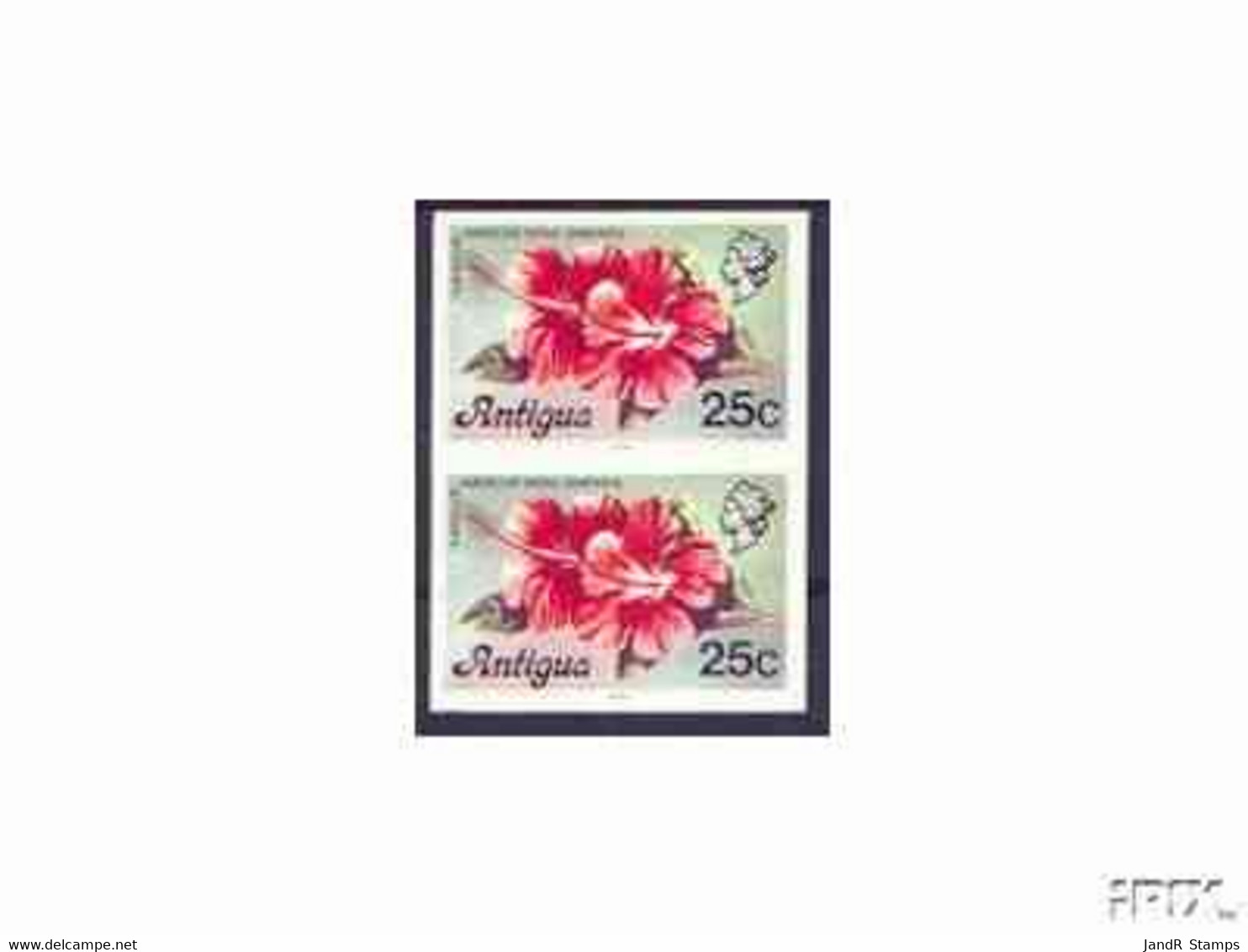 Antigua 1976 Hibiscus 25c (with Imprint) U/m Imperforate Pair (as SG 479B) - Other & Unclassified