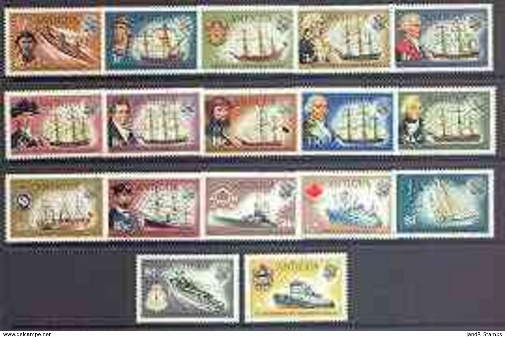 Antigua 1970 Ships & Explorers Definitive Set Complete 17 Values U/m, SG 269-85 - Sonstige & Ohne Zuordnung