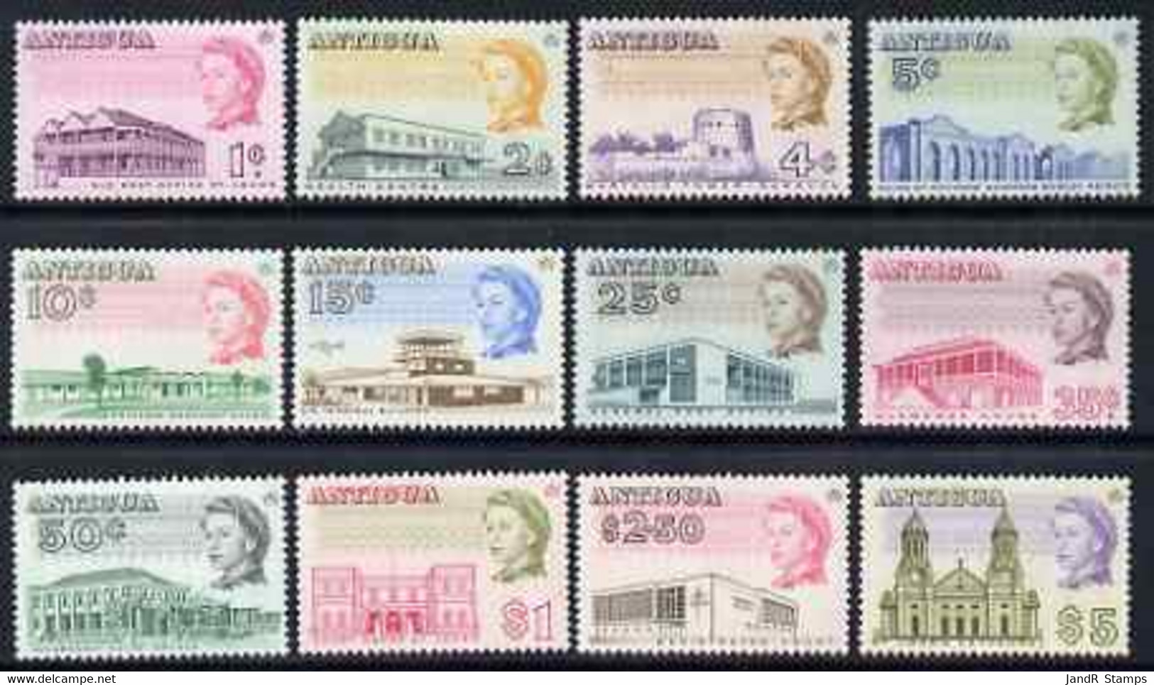 Antigua 1966-70 Pictorial P13.5 Glazed Paper Defs (12v) U/m SG 181a-95a - Altri & Non Classificati