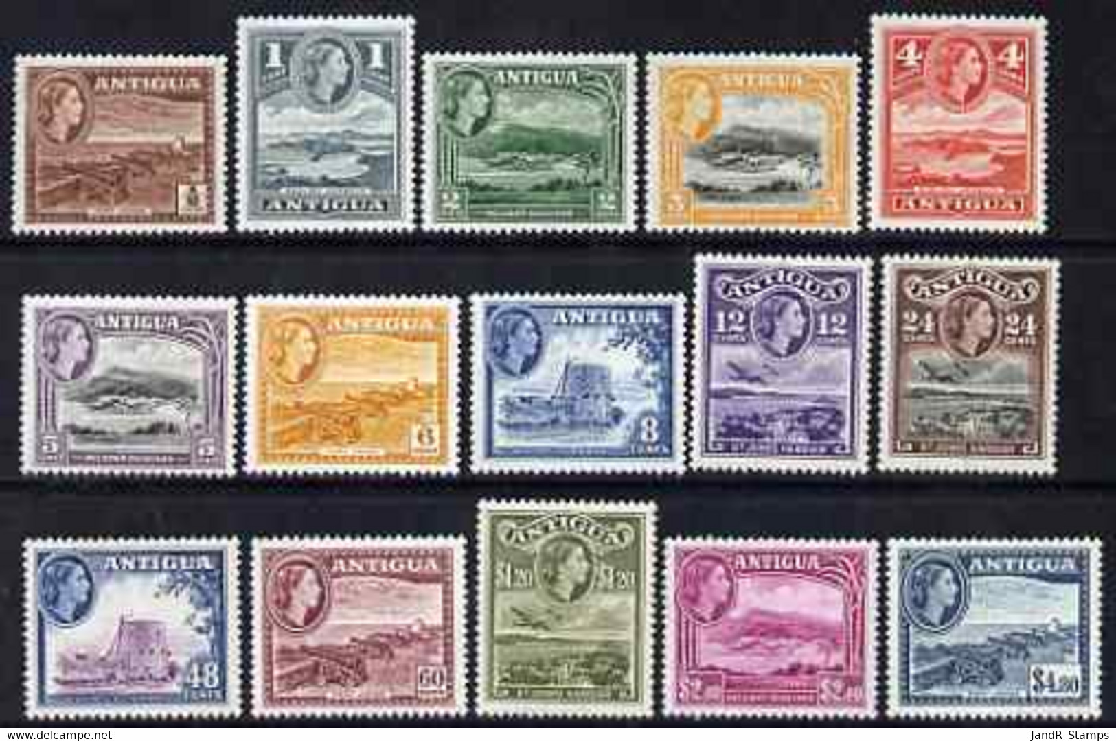 Antigua 1953-62 QEII Defs Complete Lightly Mounted Mint, SG 120a-34 - Altri & Non Classificati