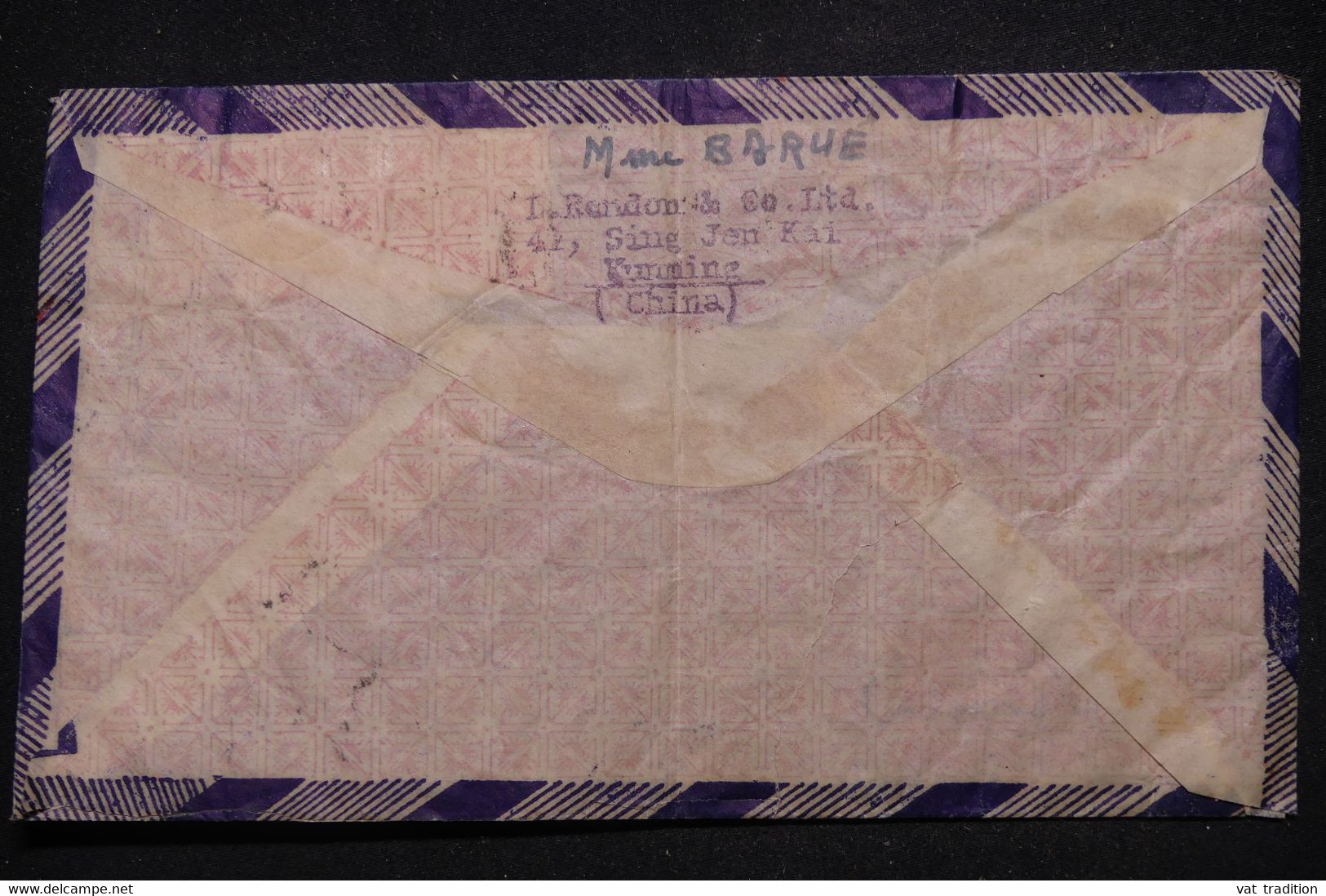 HONG KONG - Enveloppe Par Avion ( Griffe Hong Kong / Marseille ) Pour La France En 1947, Affr. Incomplet - L 96929 - Lettres & Documents