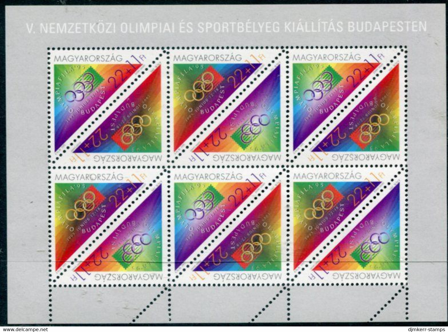 HUNGARY 1995 OLYMPIAFILA Stamp Exhibition Sheetlet MNH / **.  Michel  4347-48 Kb - Ungebraucht