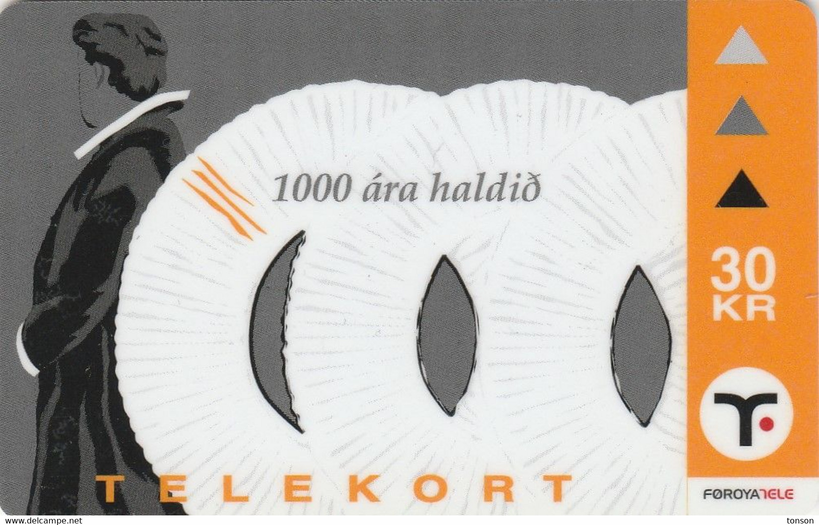 Faroe Islands, OD-028, 30 Kr , Christianity 1000 Year, 2 Scans. - Isole Faroe