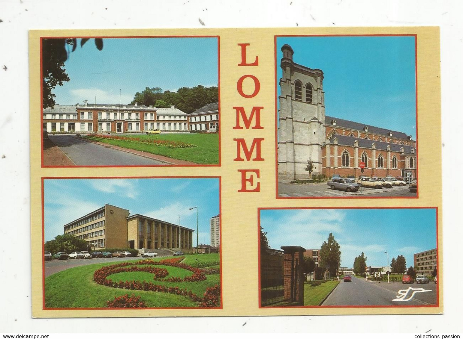 Cp,  59 , LOMME , Multi Vues ,voyagée 1986 - Lomme