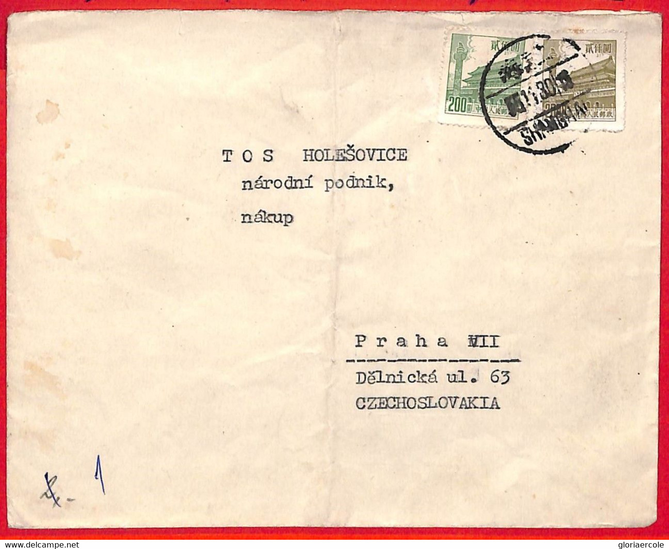 Aa2209  - CHINA - Postal HISTORY - COVER To CZECHOSLOVAKIA  1955 - 2200$ Rate - Covers & Documents