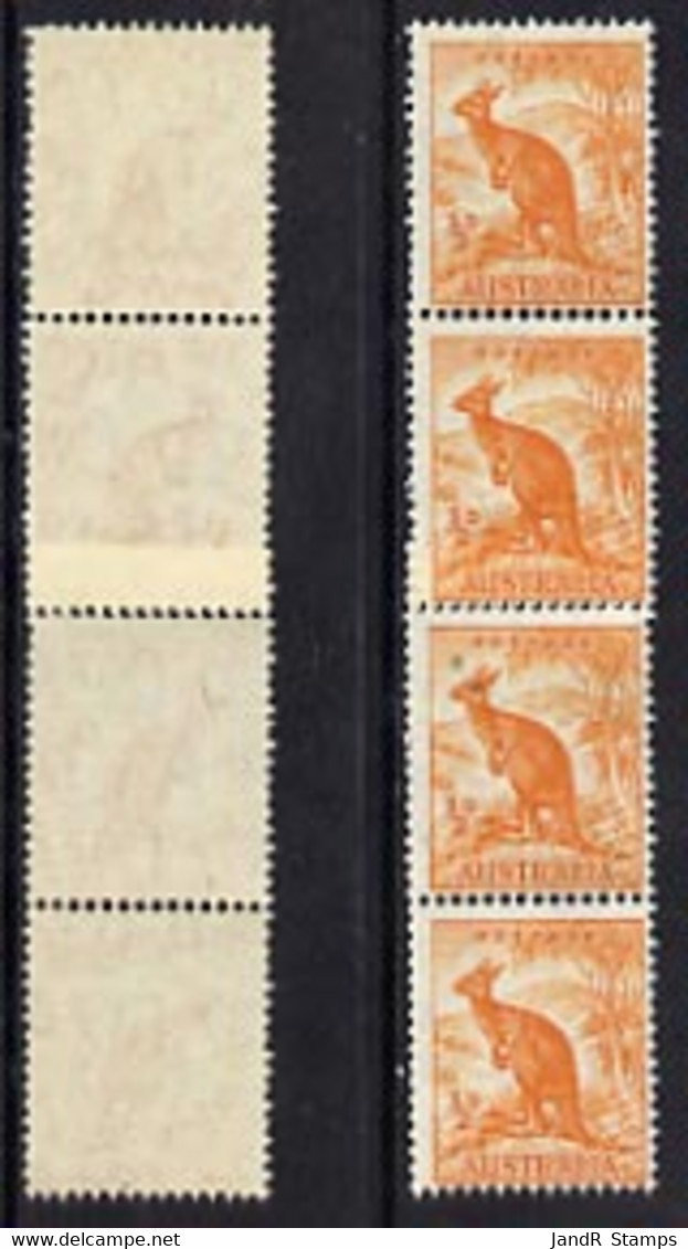 Australia 1937-49 KG6 Kangaroo 1/2d Coil Join Strip Of 4 U/m, SG 179a - Neufs