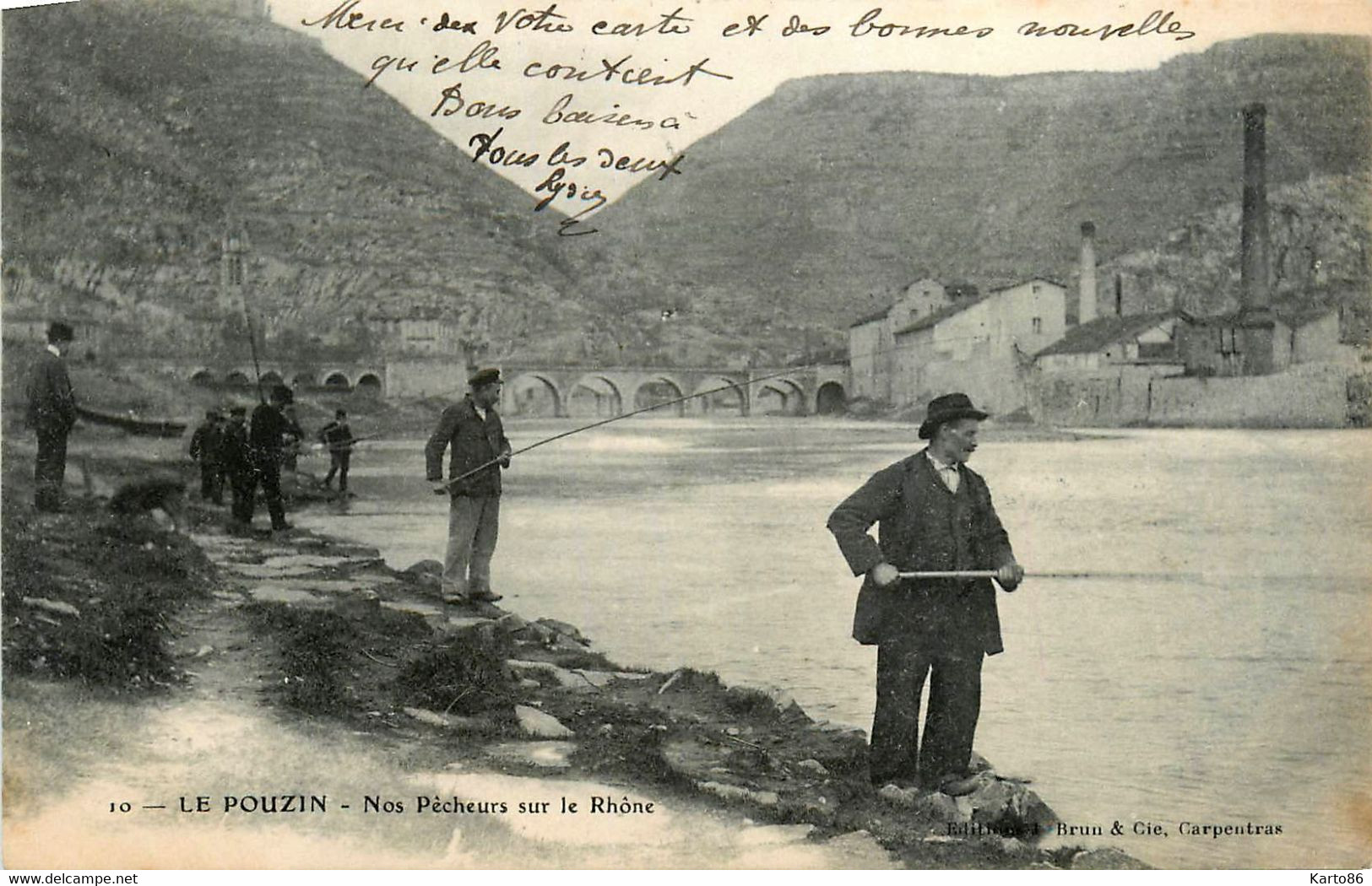 Le Pouzin * Nos Pêcheurs Sur Le Rhône * Pêche à Ligne * Usine Cheminée - Le Pouzin