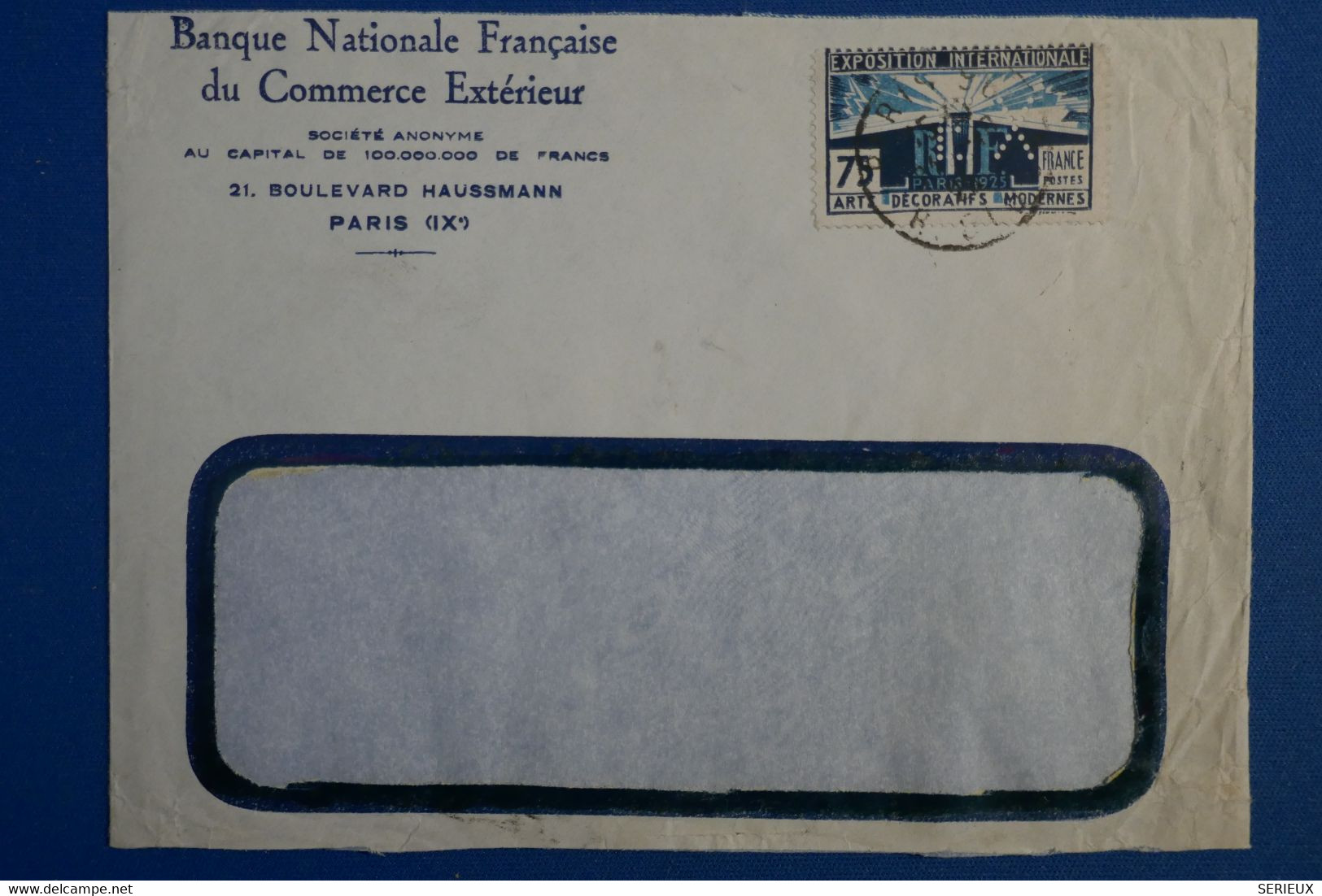 R29 FRANCE BELLE LETTRE  FENETRE PERFORATED 1925 PARIS   +T.P  PERFORE + AFFRANCH. INTERESSANT - Altri & Non Classificati