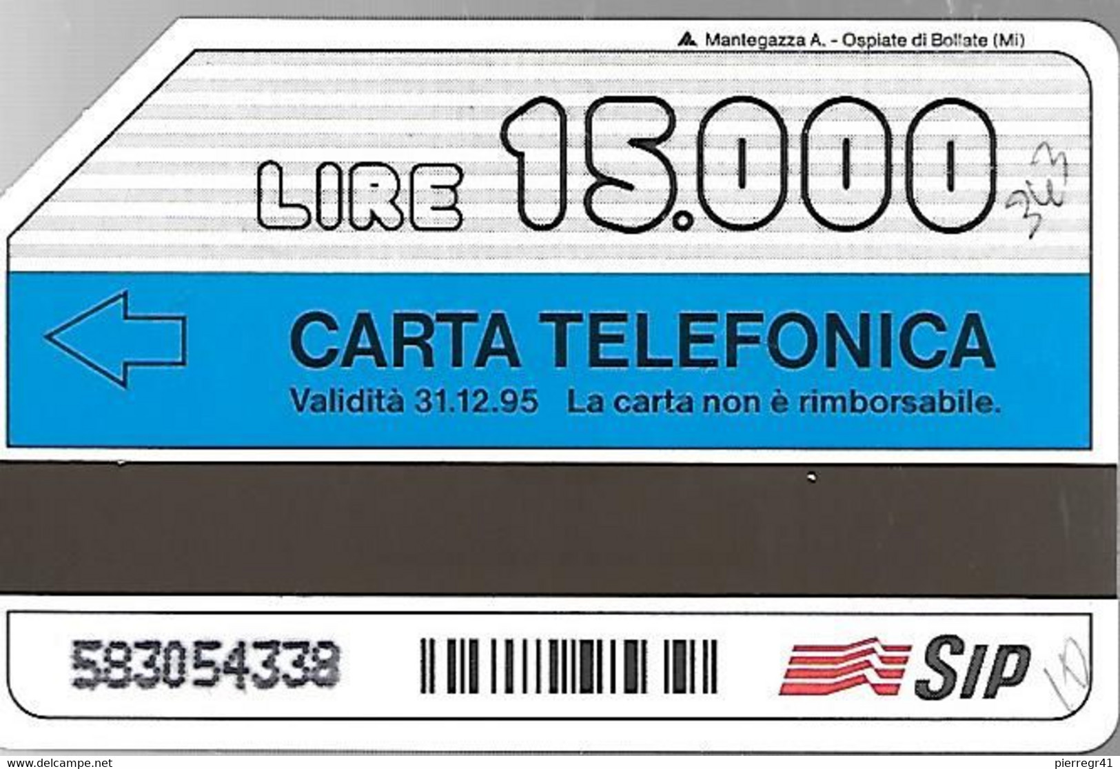 CARTE -ITALIE-Serie Pubblishe Figurate-343-Catalogue Golden-15000L/31/12/95-Nuevo N° Verde-Utilisé-TBE-RARE - Öff. Vorläufer