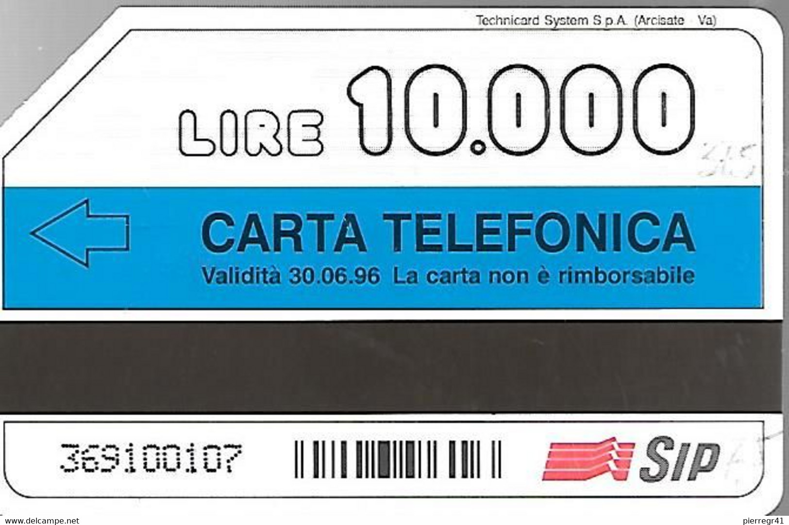 CARTE -ITALIE-Serie Pubblishe Figurate-Campagna-375-Catalogue Golden-10000L/30/06/96-Tec -Utilisé-TBE-RARE - Öff. Vorläufer