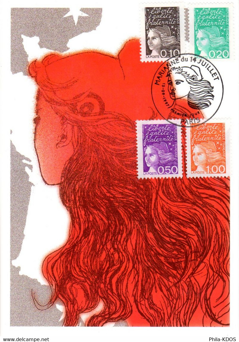 " MARIANNE DU 14 JUILLET / DE LUQUET " Sur 3 Cartes Maximum De 1997. N° YT 3086 à 3097  Parfait état. CM - 1997-2004 Marianne Du 14 Juillet