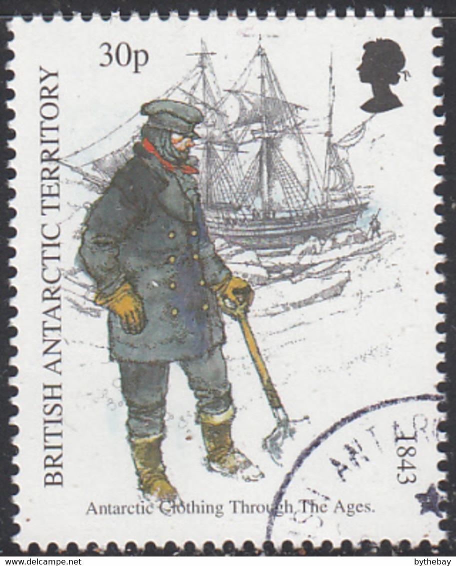 British Antarctic Territory 1998 Used Sc #259 30p Man Holding Shovel, Ship Antarctic Clothing - Gebraucht