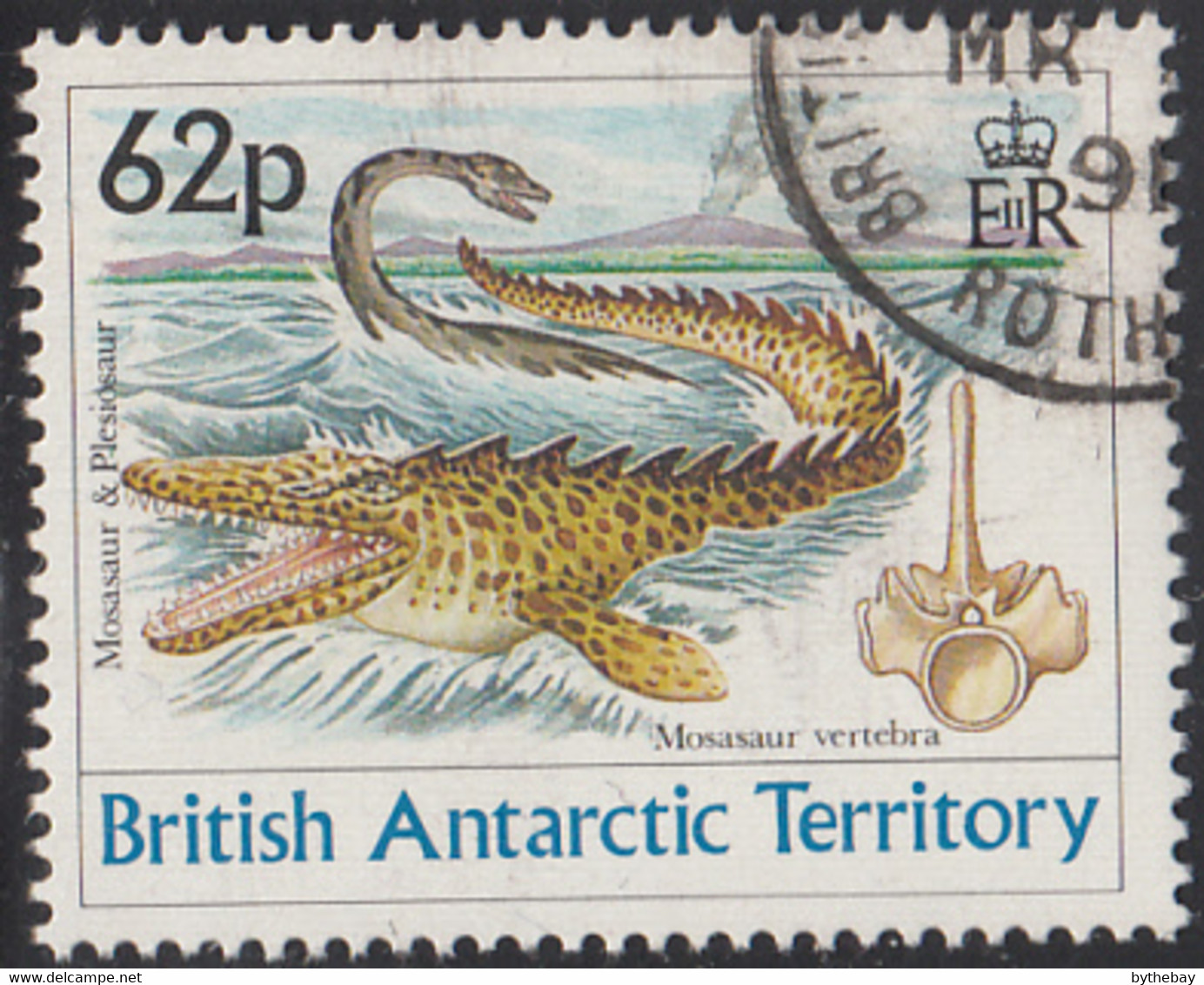 British Antarctic Territory 1991 Used Sc #175 62p Mosasaur, Plesiosaur - Gebraucht