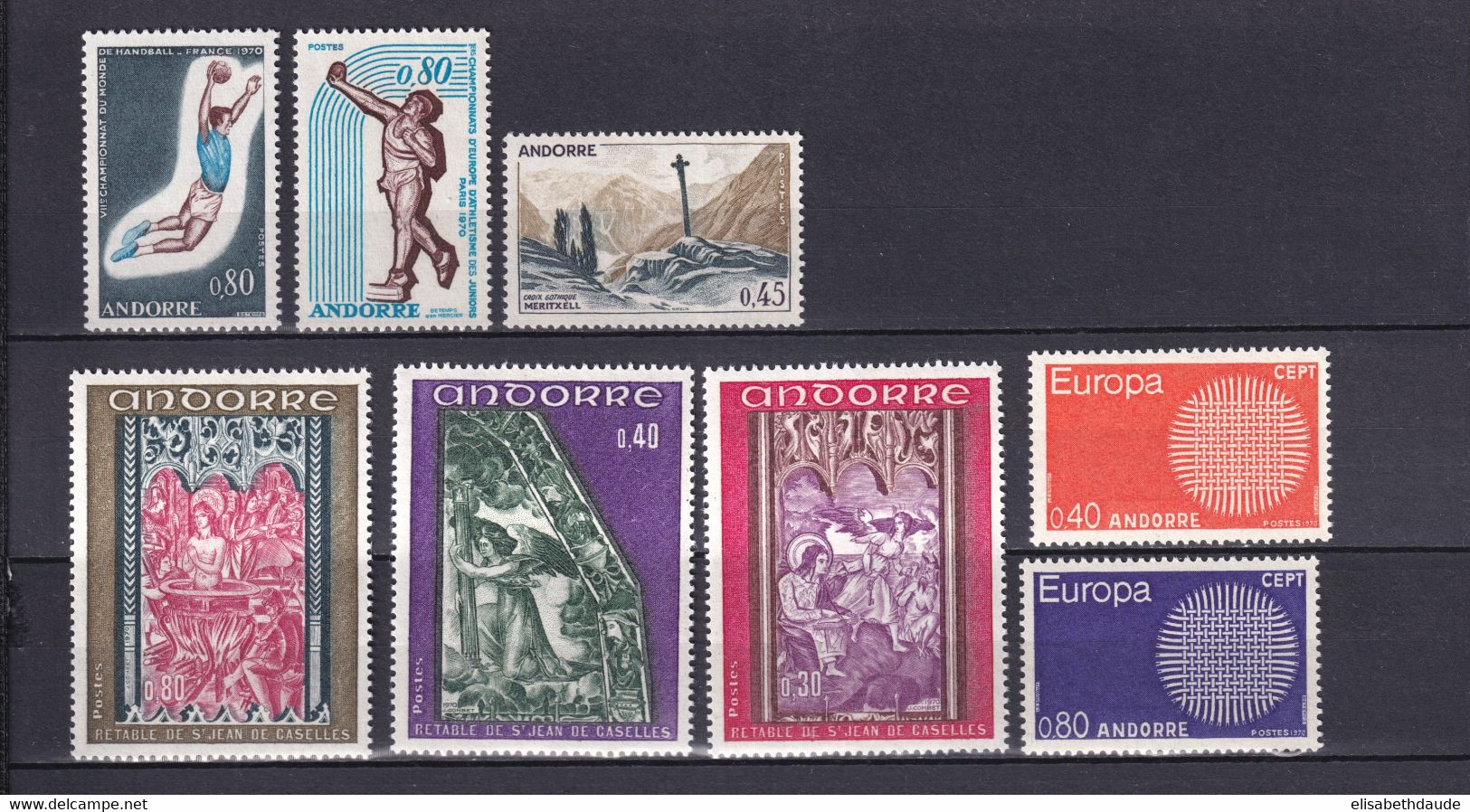 ANDORRE - ANNEE COMPLETE 1970 YVERT N° 201/208 ** MNH - COTE = 47.5 EUR. - - Ganze Jahrgänge