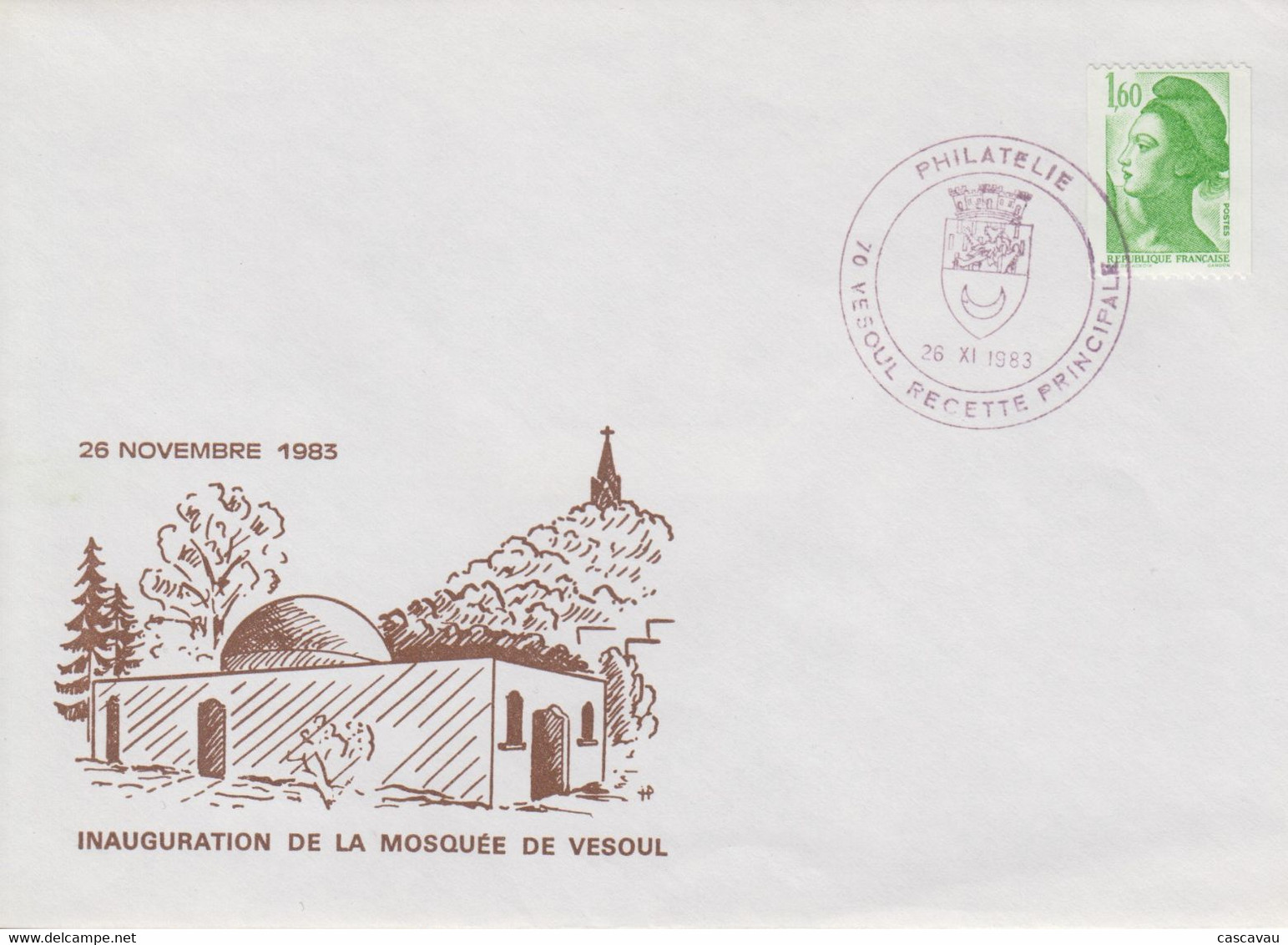 Enveloppe   FRANCE   Inauguration    Mosquée  De  VESOUL   1983 - Moskeeën En Synagogen